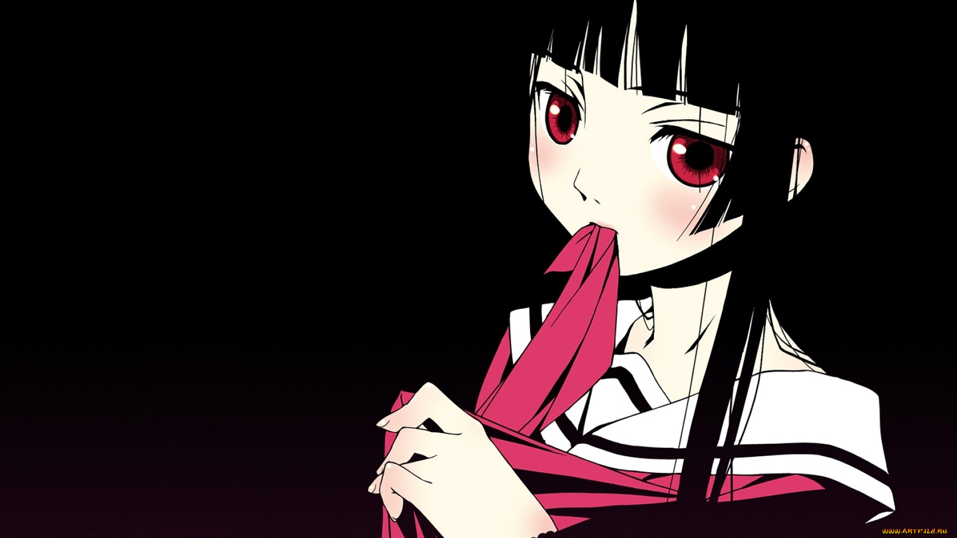 аниме, jigoku, shoujo, девушка, платок
