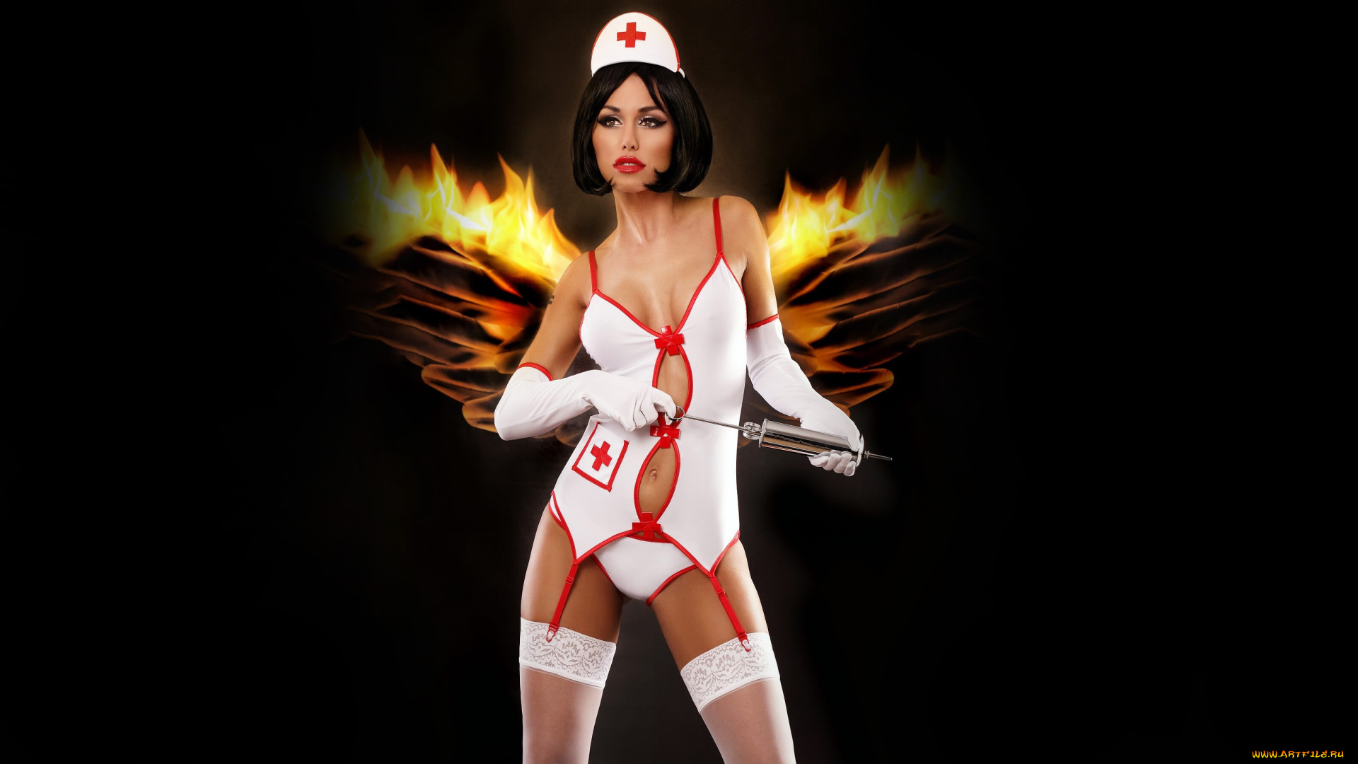 девушки, -, медсестры, медсестра, красивая, девушка