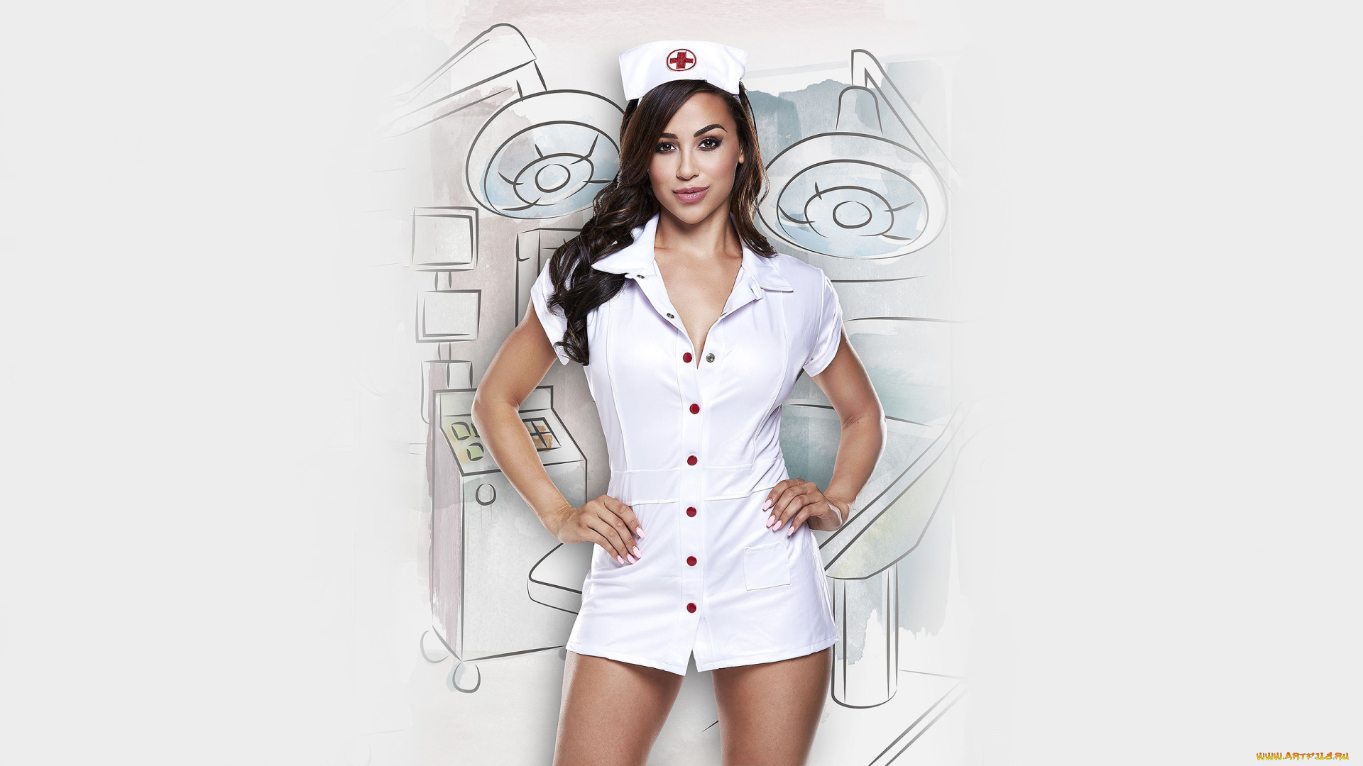 девушки, -, медсестры, медсестра, красивая, девушка