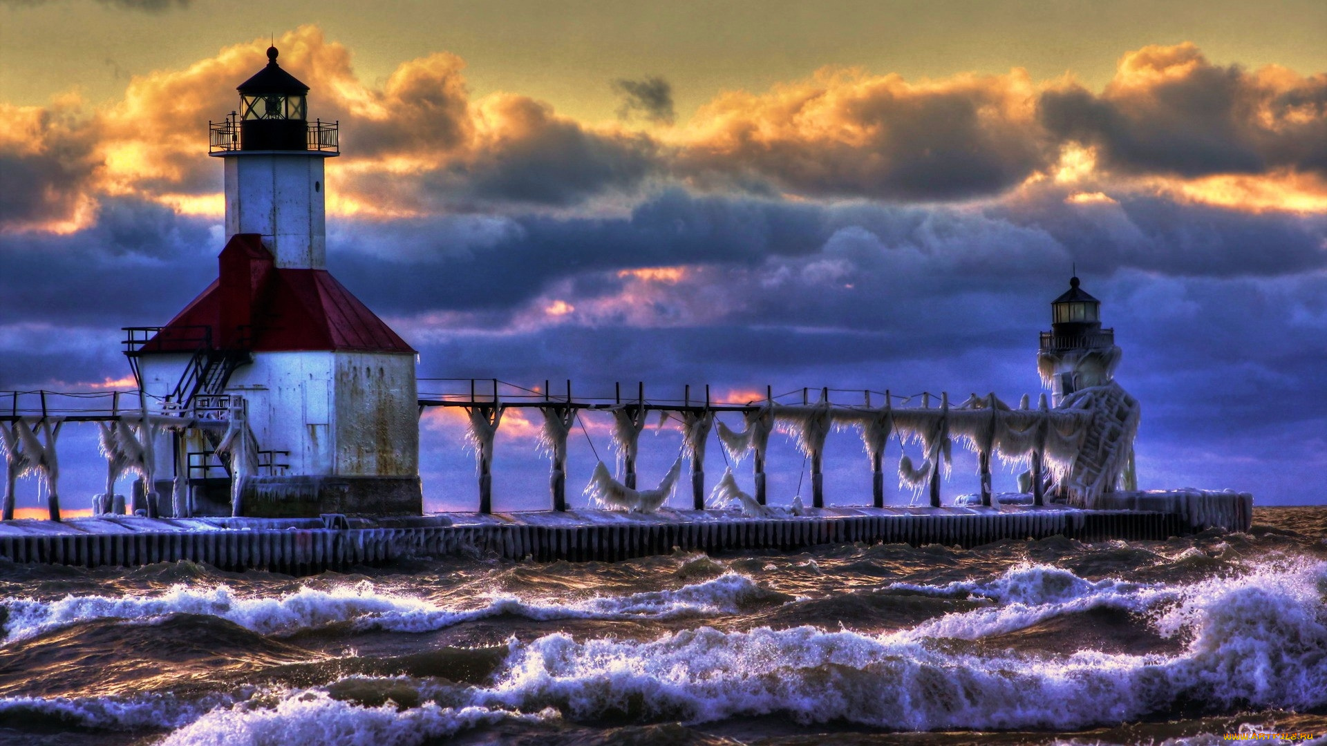 lighthouse, lake, michigan, природа, маяки, lake, michigan