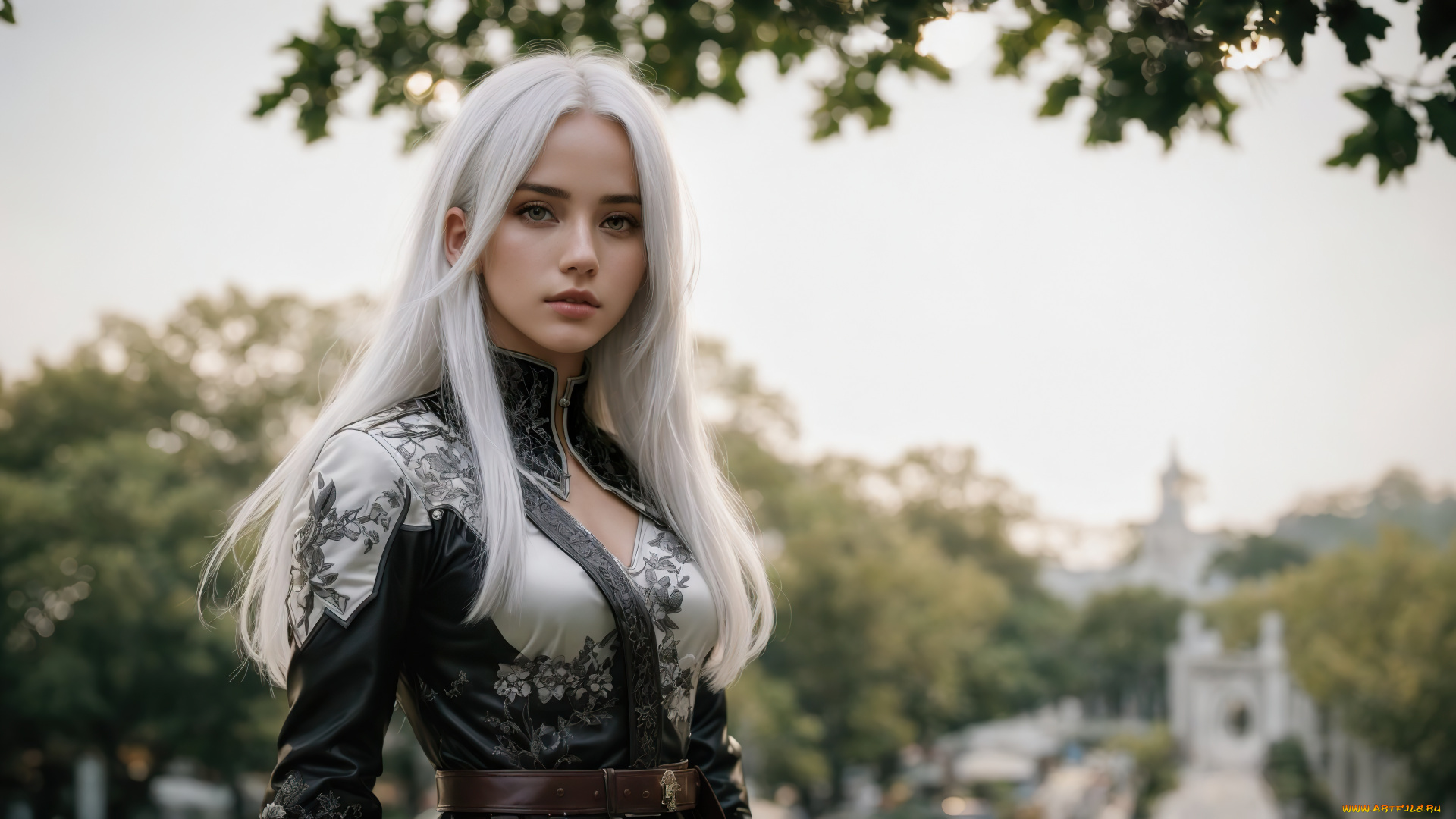 нейросеть, 3д, графика, фантазия, , fantasy, girl, nature, art, digital, white, hair