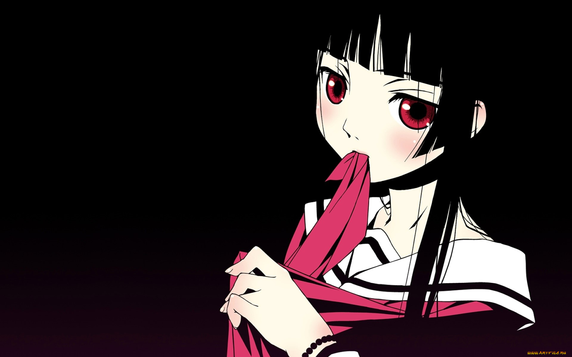 аниме, jigoku, shoujo, девушка, платок
