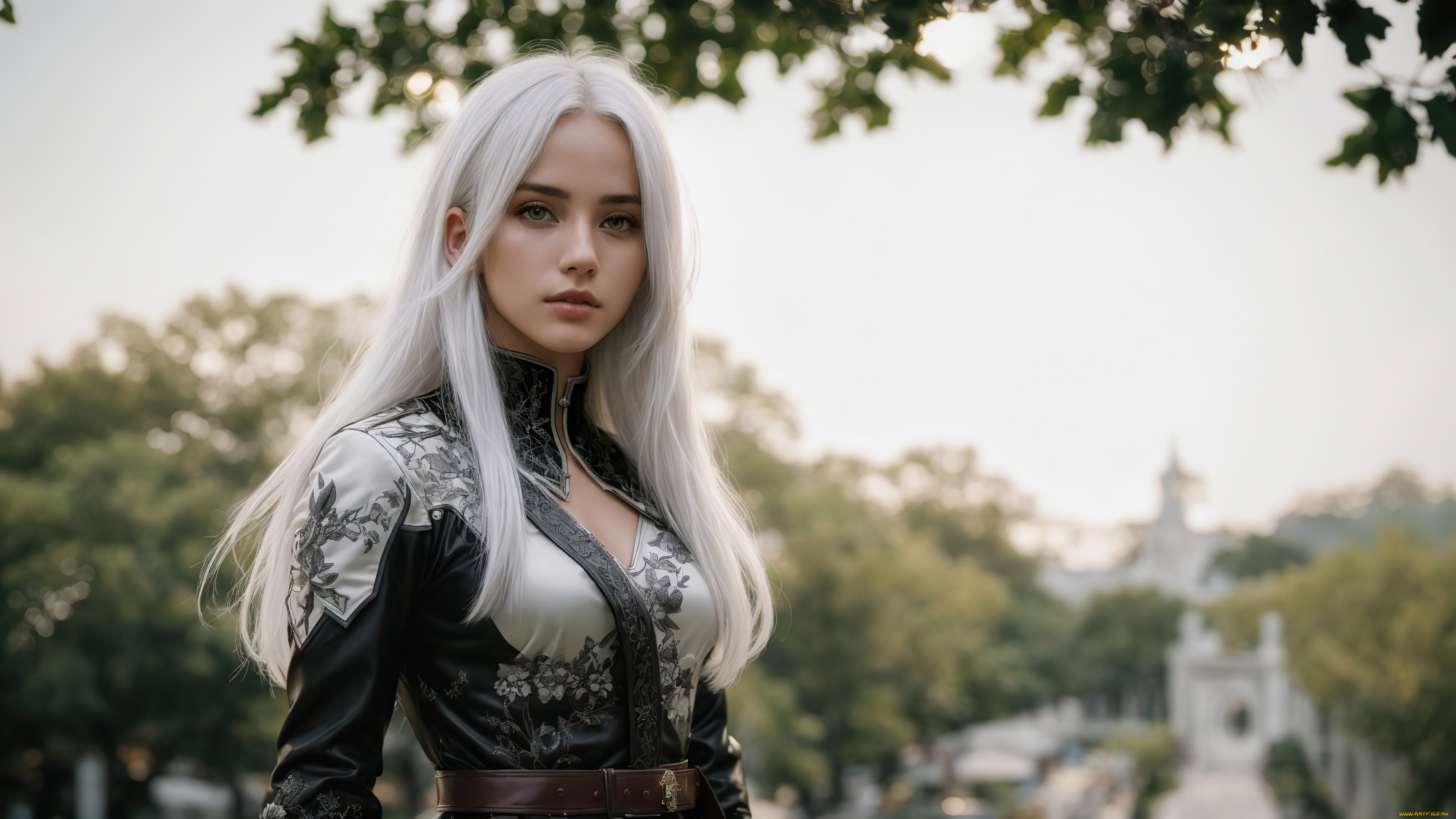 нейросеть, 3д, графика, фантазия, , fantasy, girl, nature, art, digital, white, hair