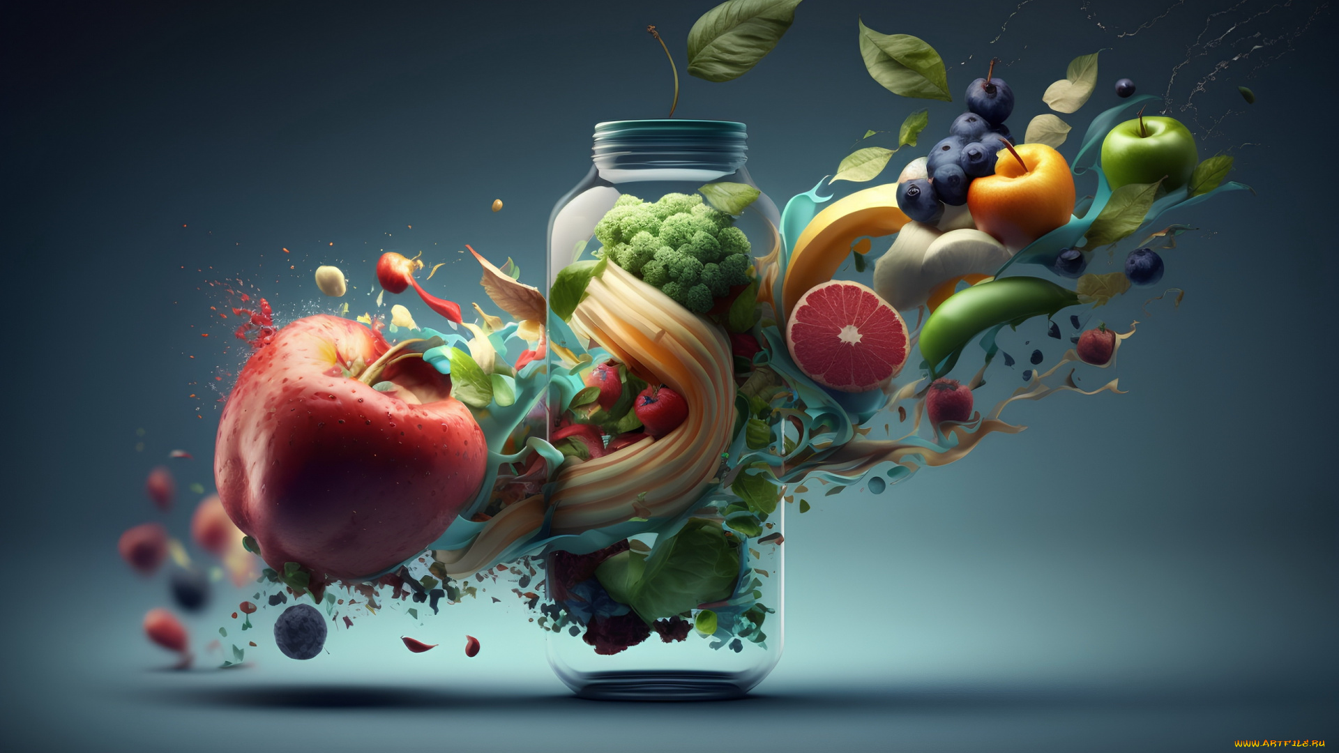 3д, графика, еда-, food, фрукты