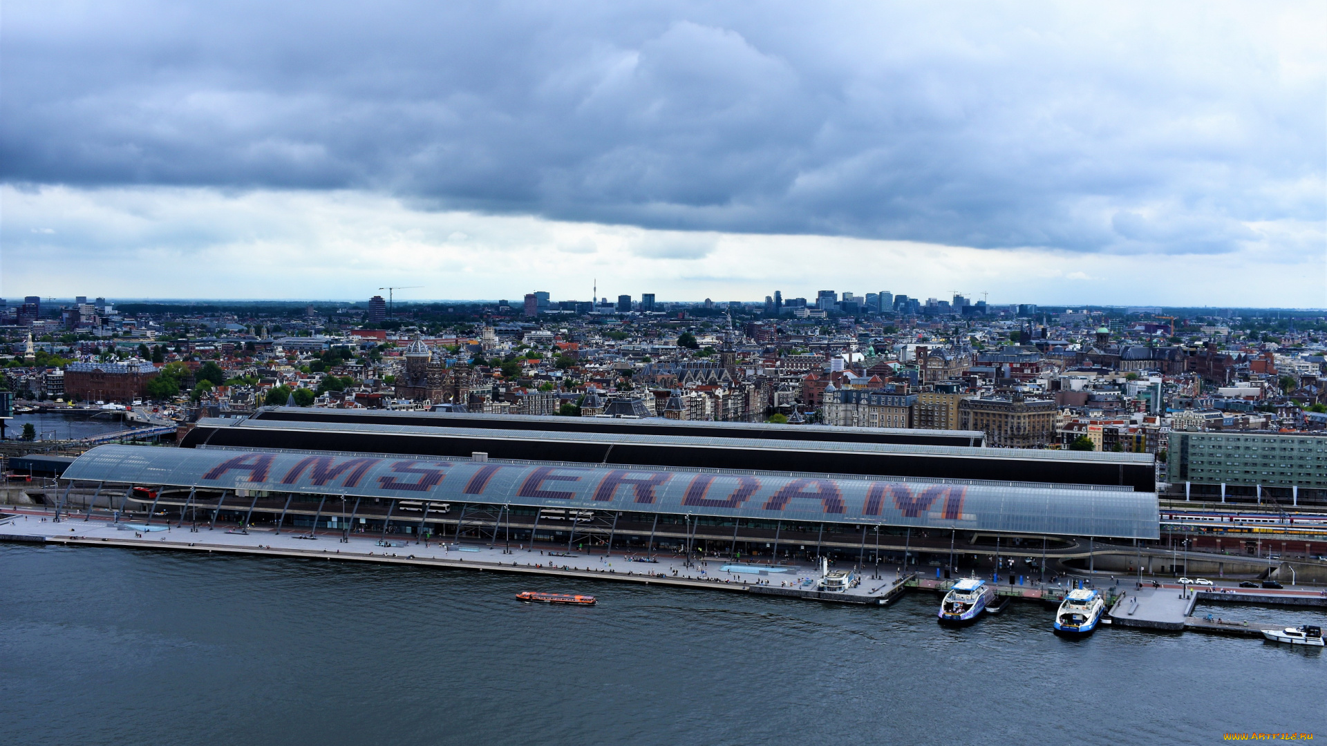 города, амстердам, , нидерланды, панорама