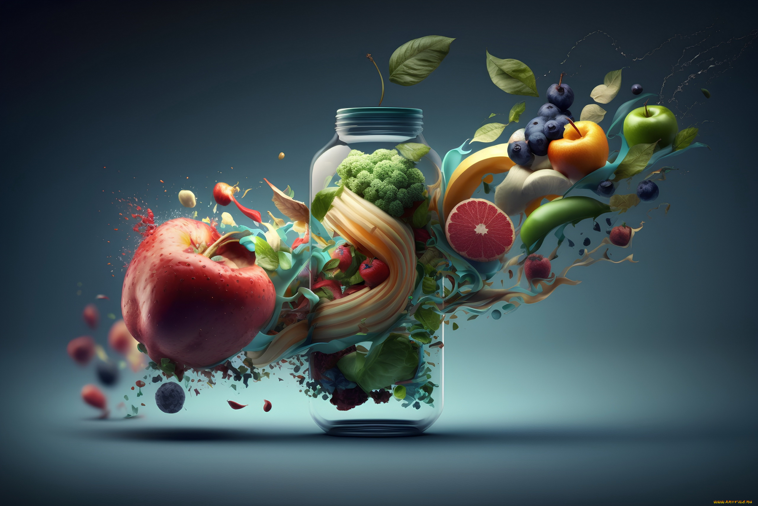 3д, графика, еда-, food, фрукты