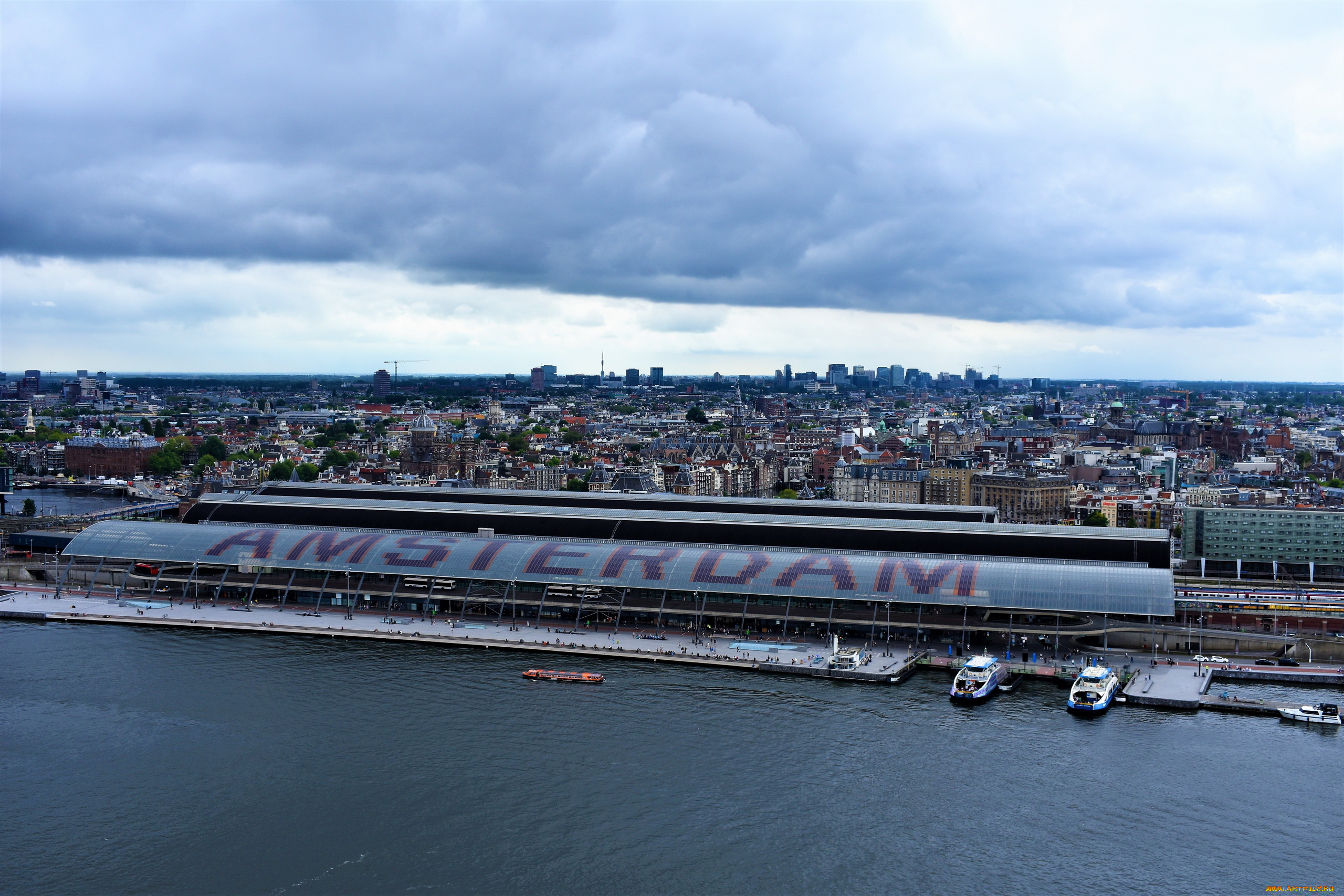 города, амстердам, , нидерланды, панорама