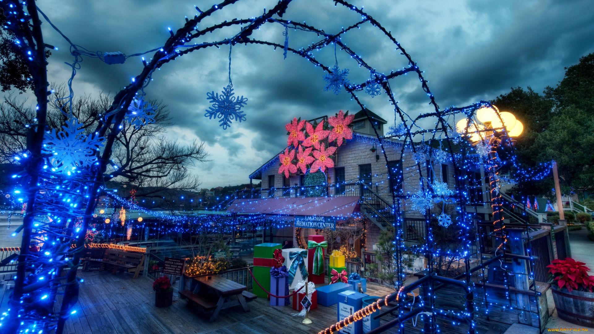 города, огни, ночного