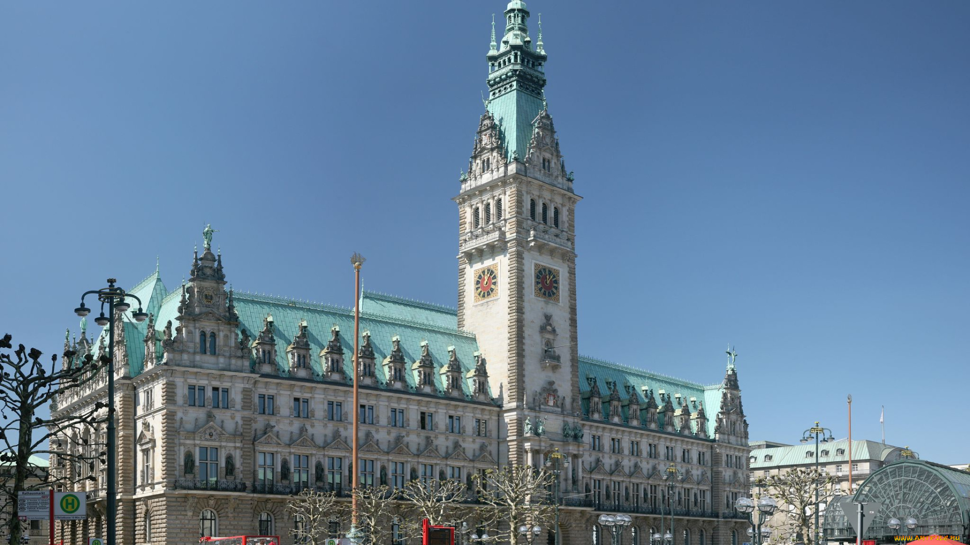 hamburg, cityhall, germany, города, здания, дома