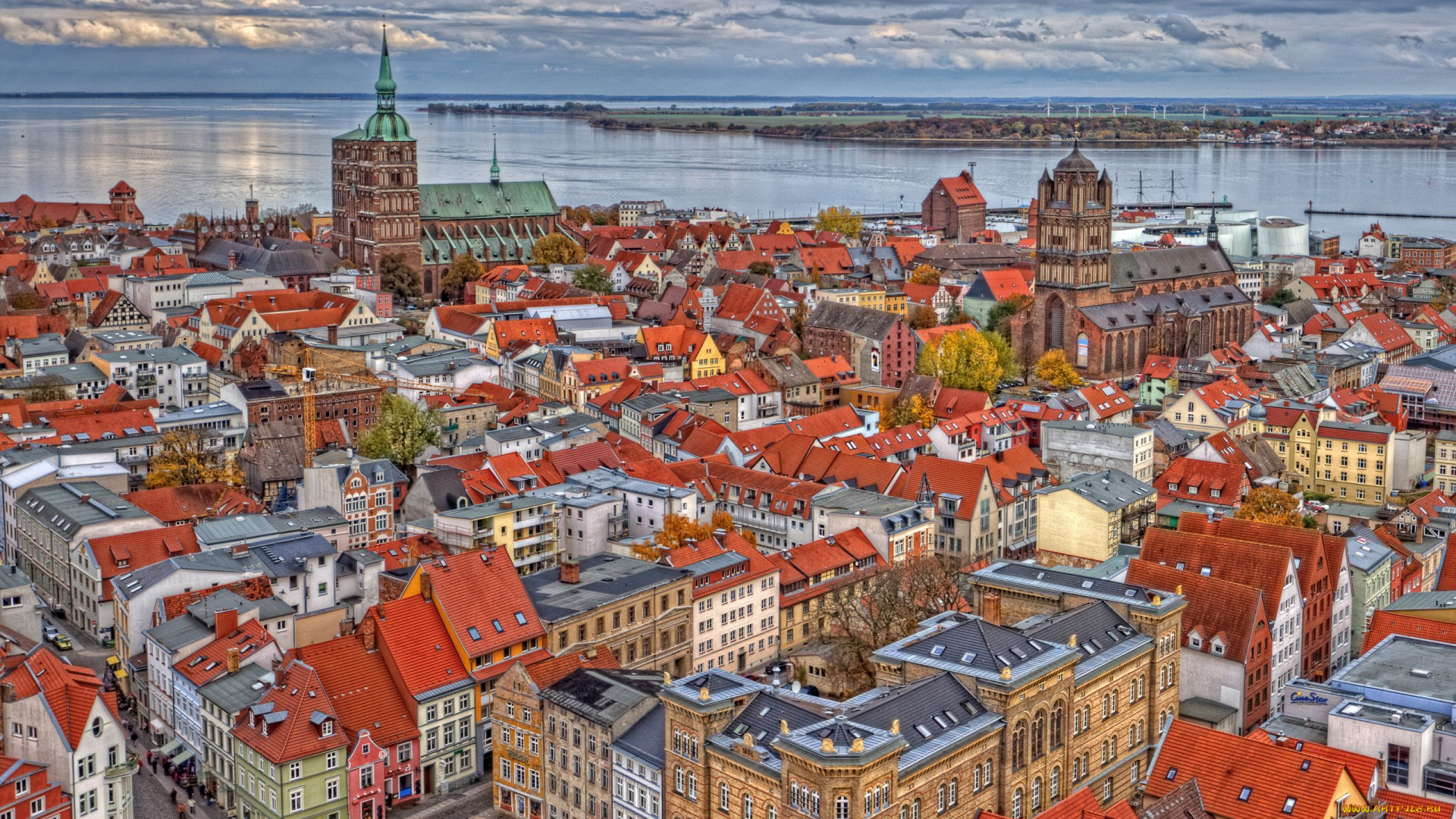 stralsund, germany, города, панорамы