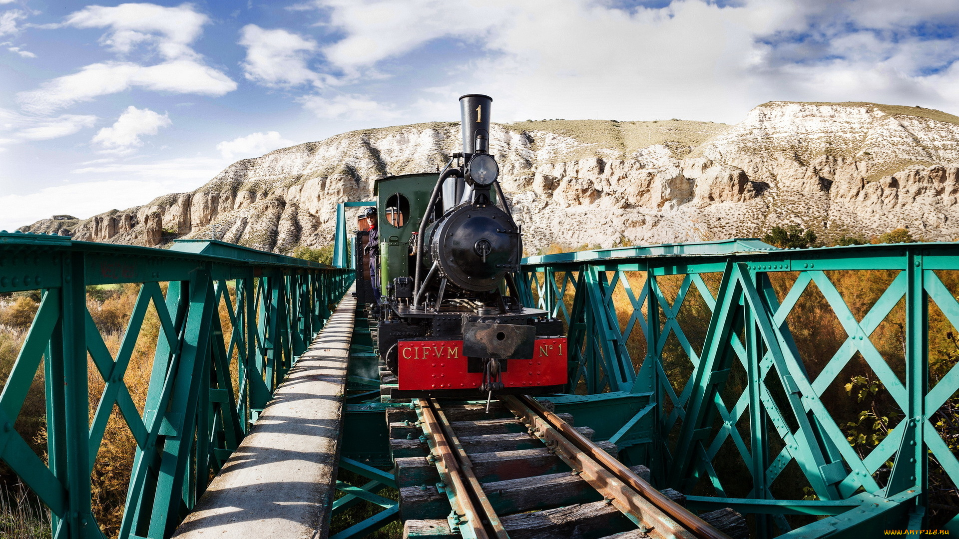 техника, паровозы, паровоз, мост, горы