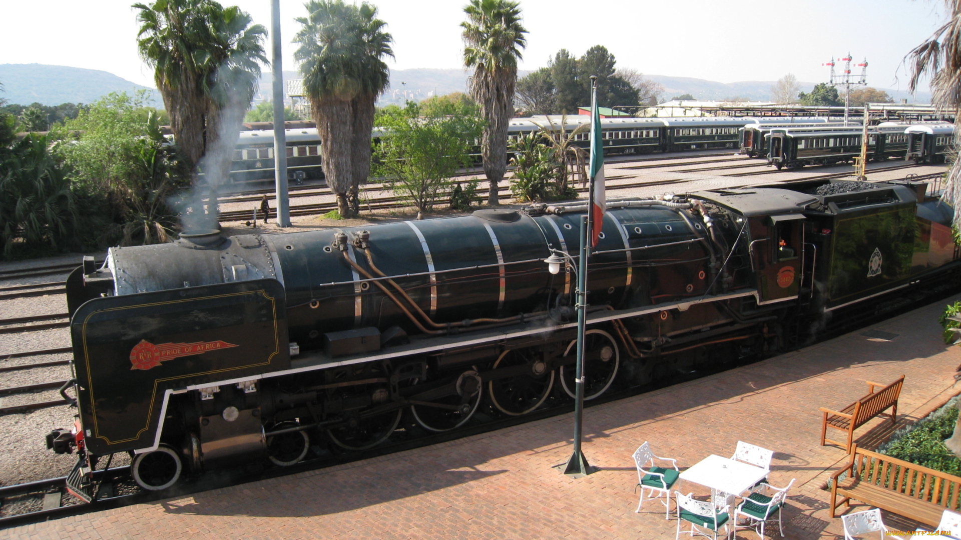 техника, паровозы, вокзал, перрон, рельсы, паровоз, тендер, столики