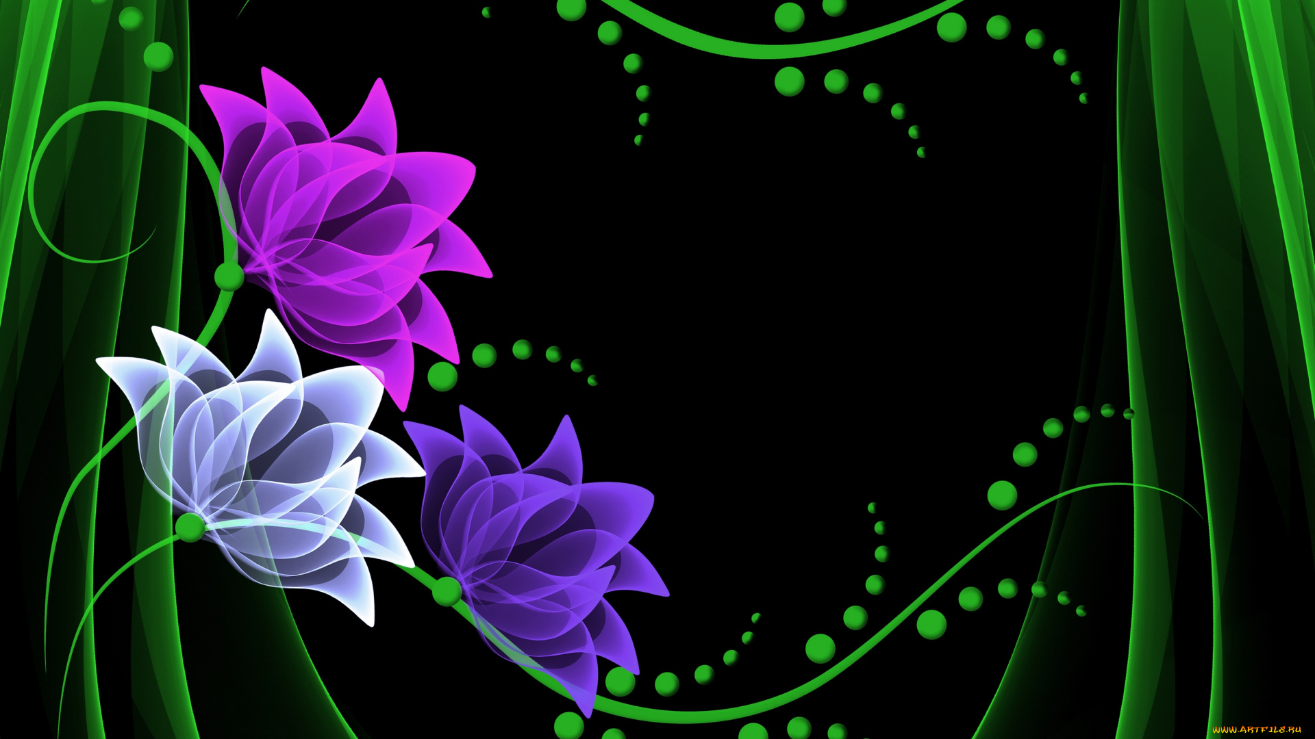 3д, графика, abstract, , абстракции, неоновые, цветы