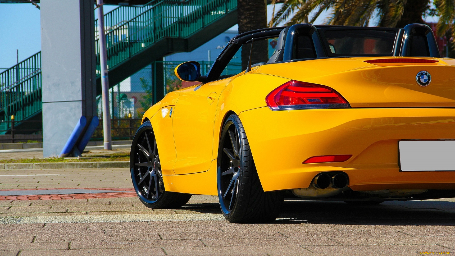 bmw, автомобили, фрагменты, автомобиля, ярко-жёлтый, кабриолет