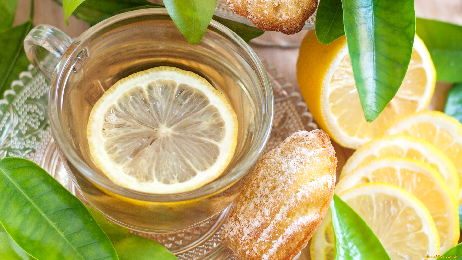 еда, напитки, , Чай, лимон, мадлен