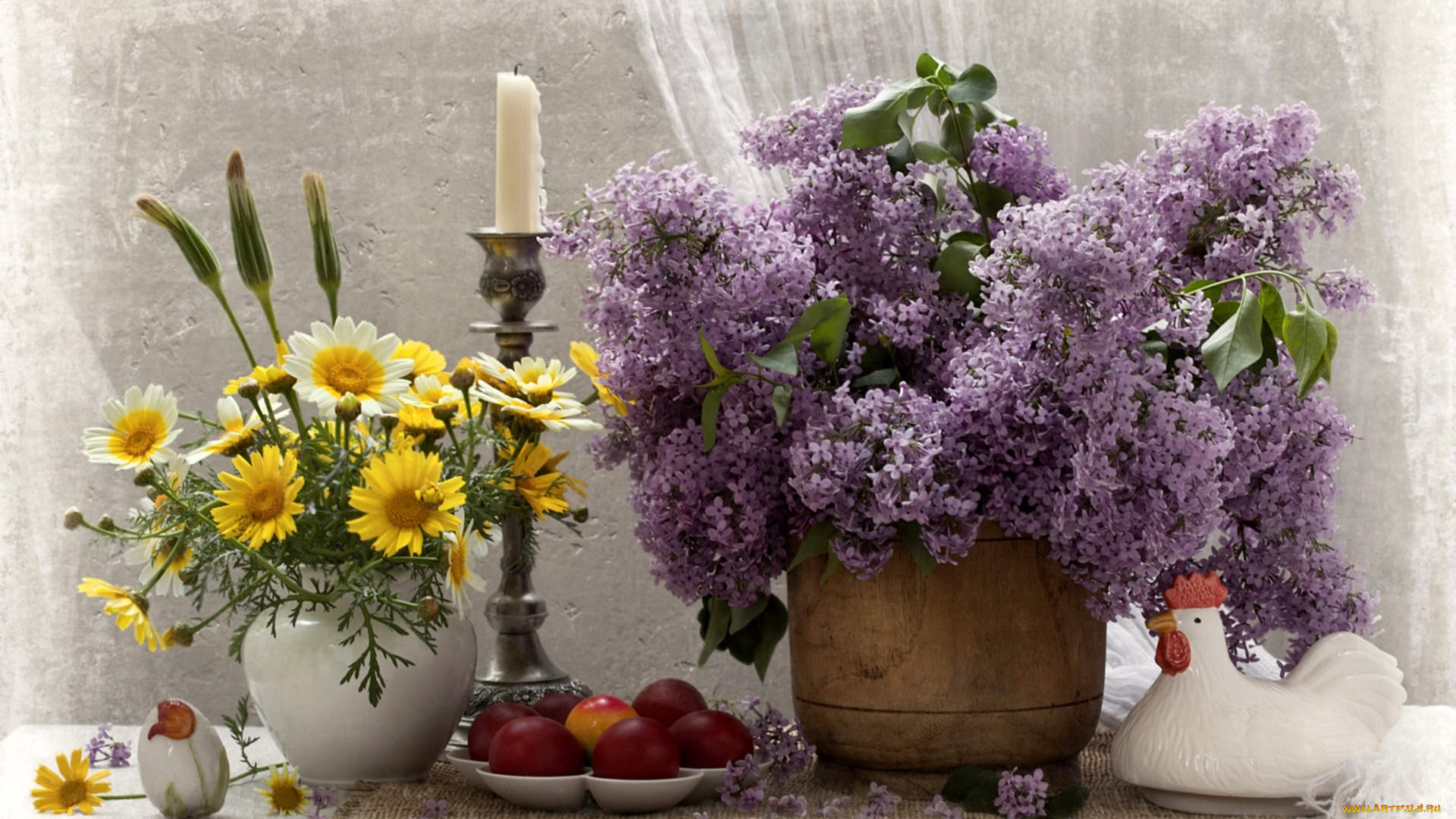 праздничные, пасха, цветы, яйца
