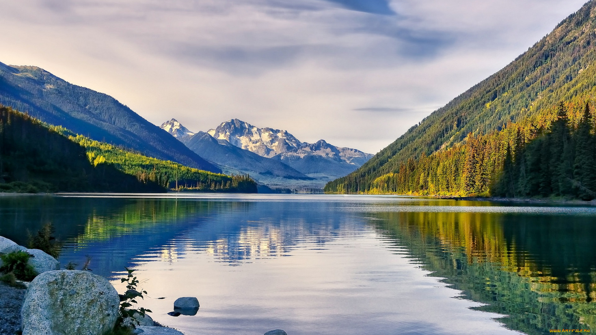 природа, реки, озера, озеро, деревья, горы