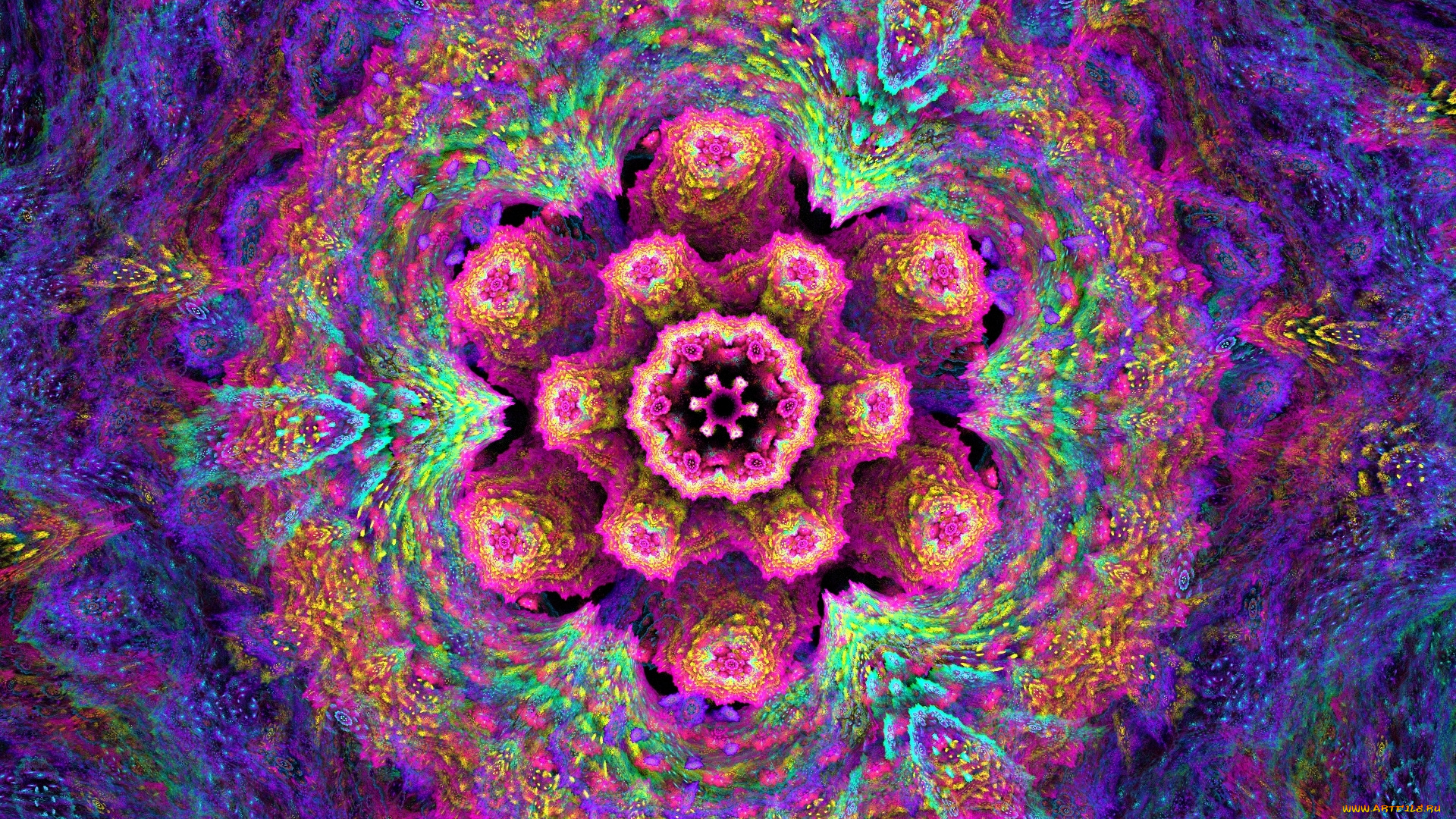 3д, графика, фракталы, , fractal, абстракция, космический, цветок, узор, фон