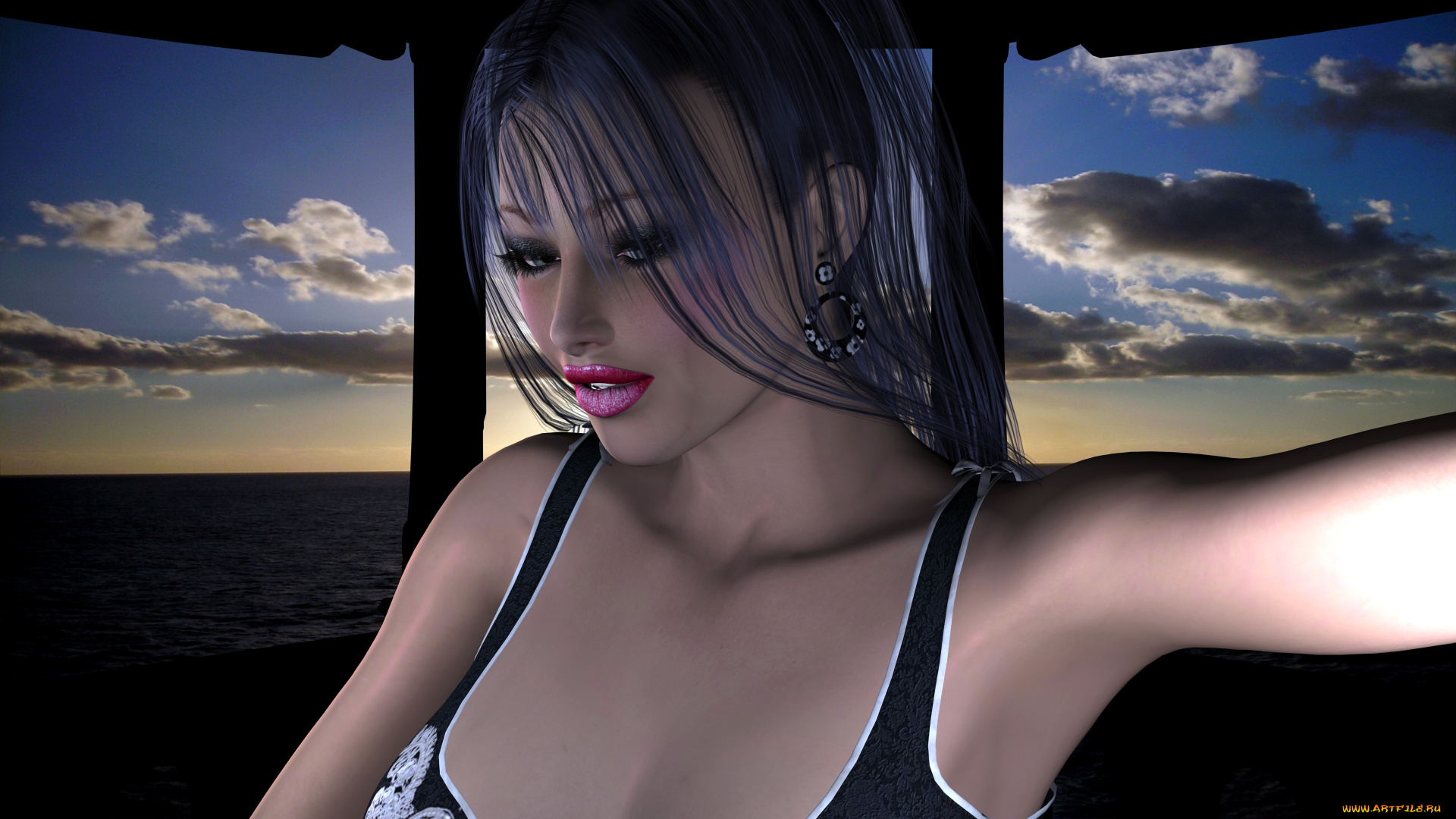 3д, графика, люди, , people, девушка, взгляд, фон