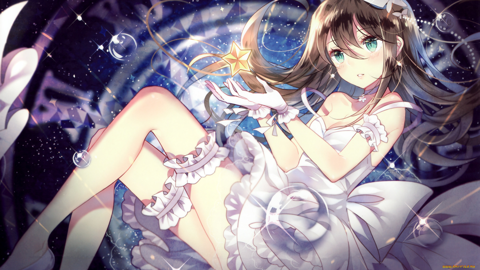 аниме, idolm@ster, перчатки, звезда, idolmaster, cinderella, girls, платье, девушка, арт, domotolain, бабочка, shibuya, rin