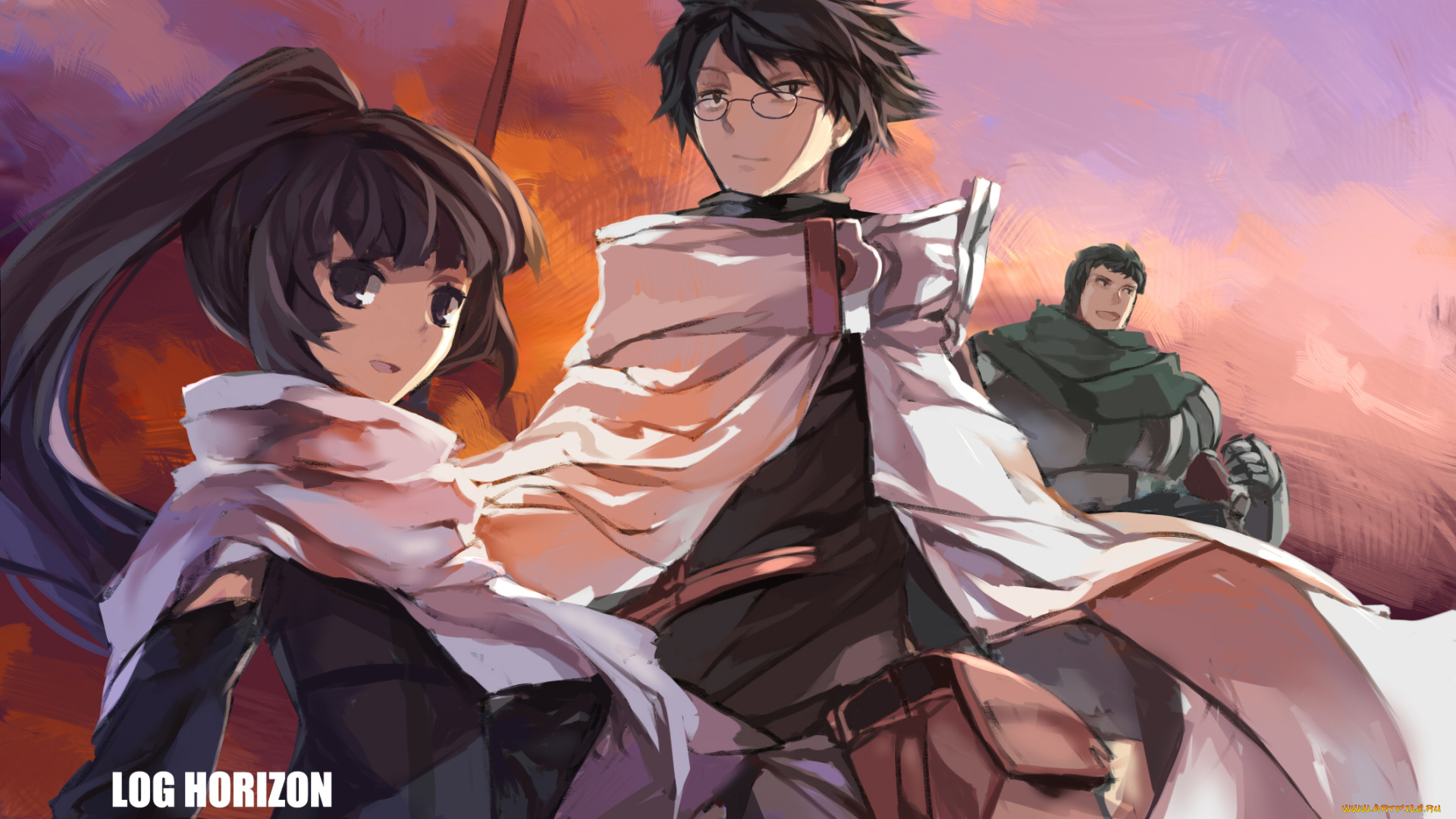 аниме, log, horizon, naotsugu, swd3e2, девушка, shiroe, akatsuki, воин, доспехи, маг, мужчина