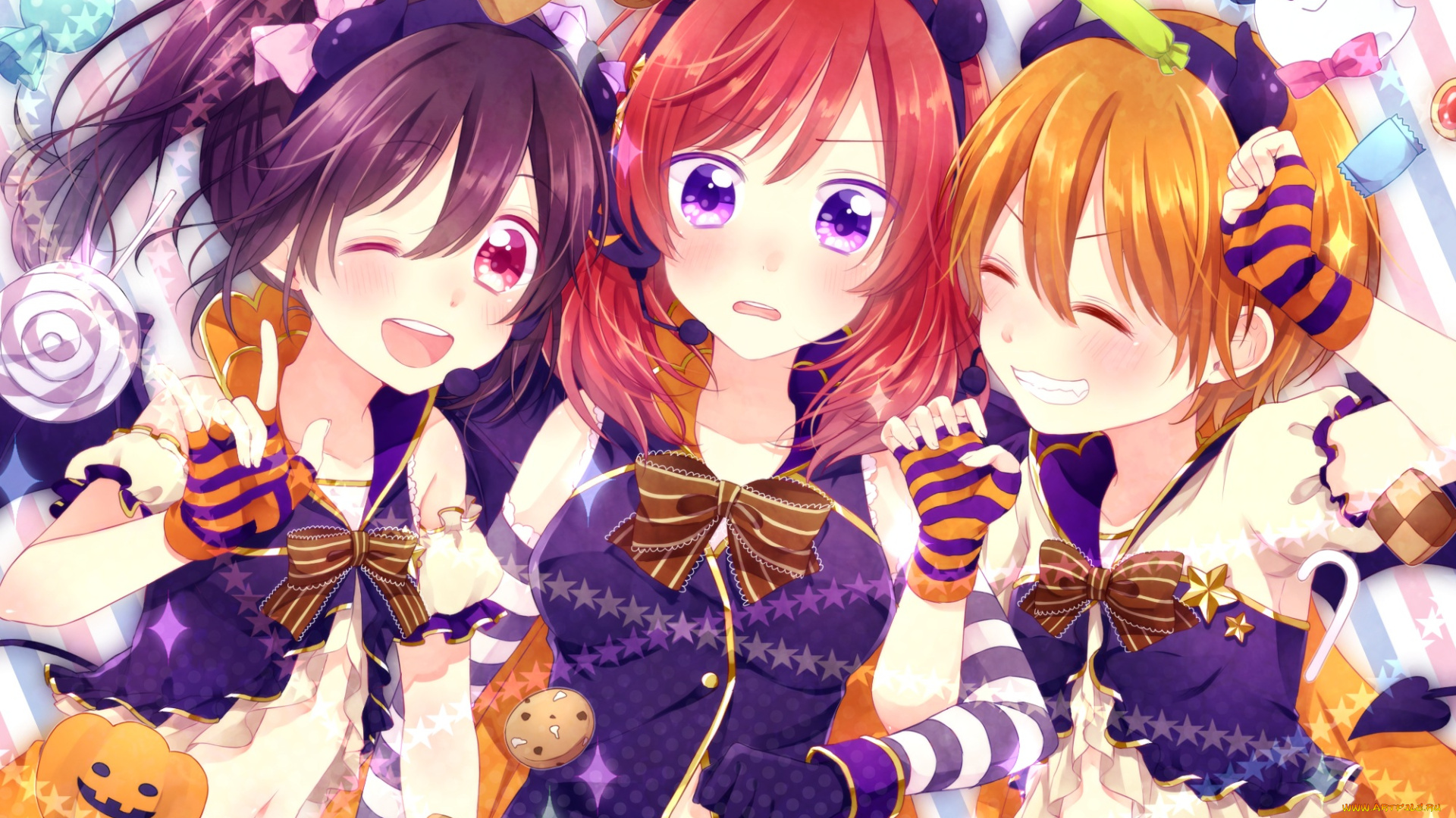 аниме, love, live, , school, idol, project, love, live, school, idol, project, hoshizora, rin, hinano, девушки, группа, yazawa, nico, nishikino, maki