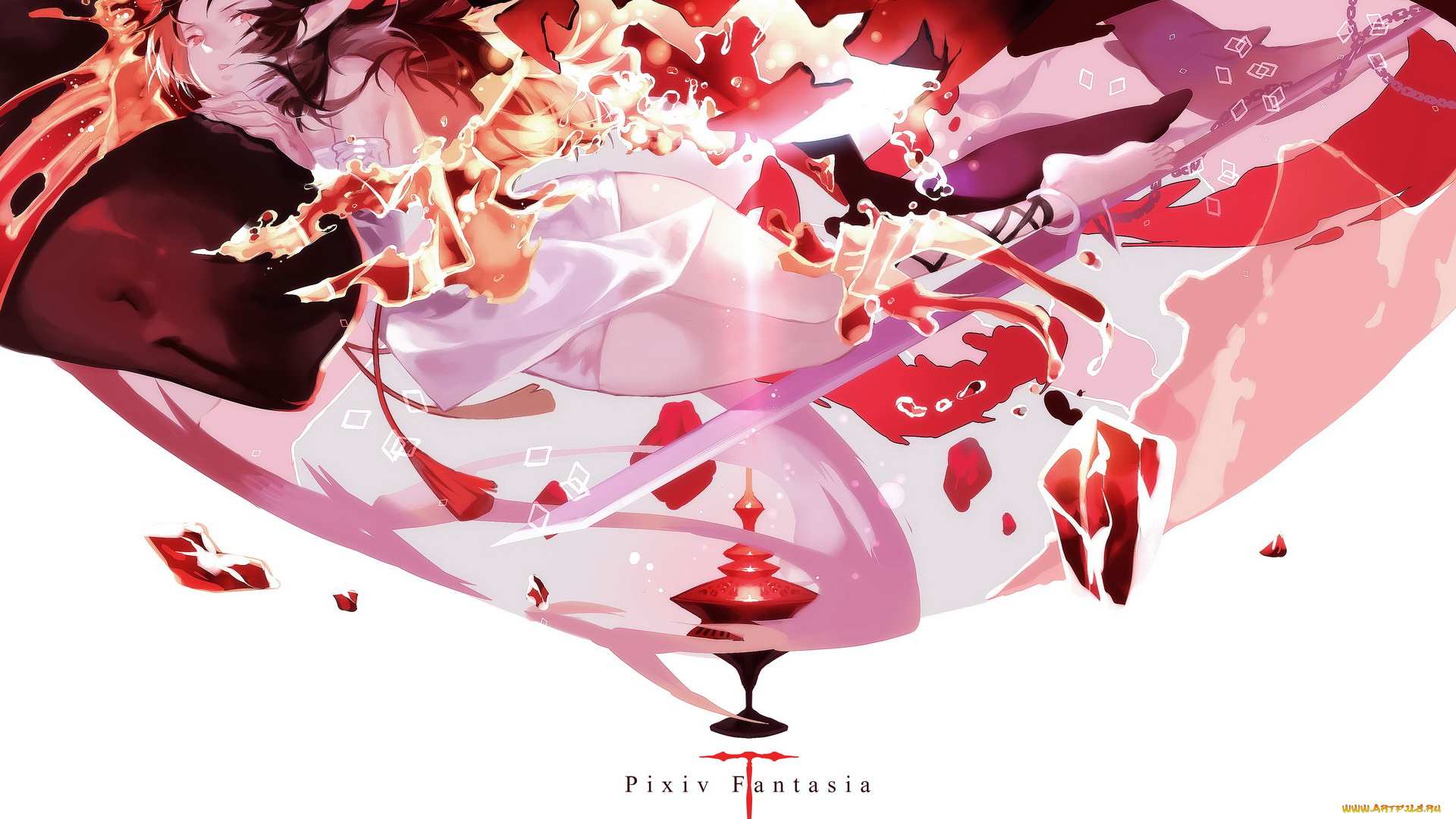 аниме, pixiv, fantasia, девушка, лезвие, pixiv, fantasia, joseph, lee, арт, цепь