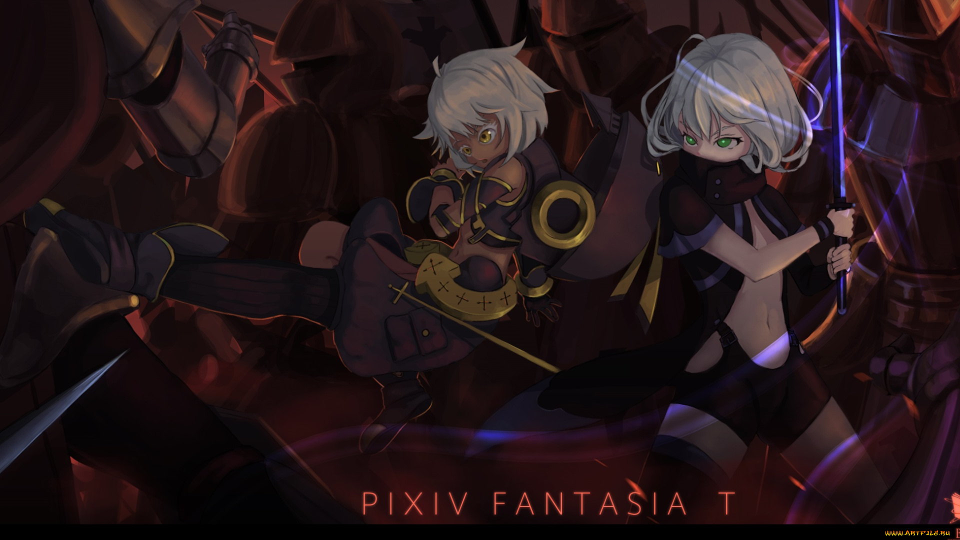 аниме, pixiv, fantasia, pixiv, fantasia, oca, арт, девушки, оружие