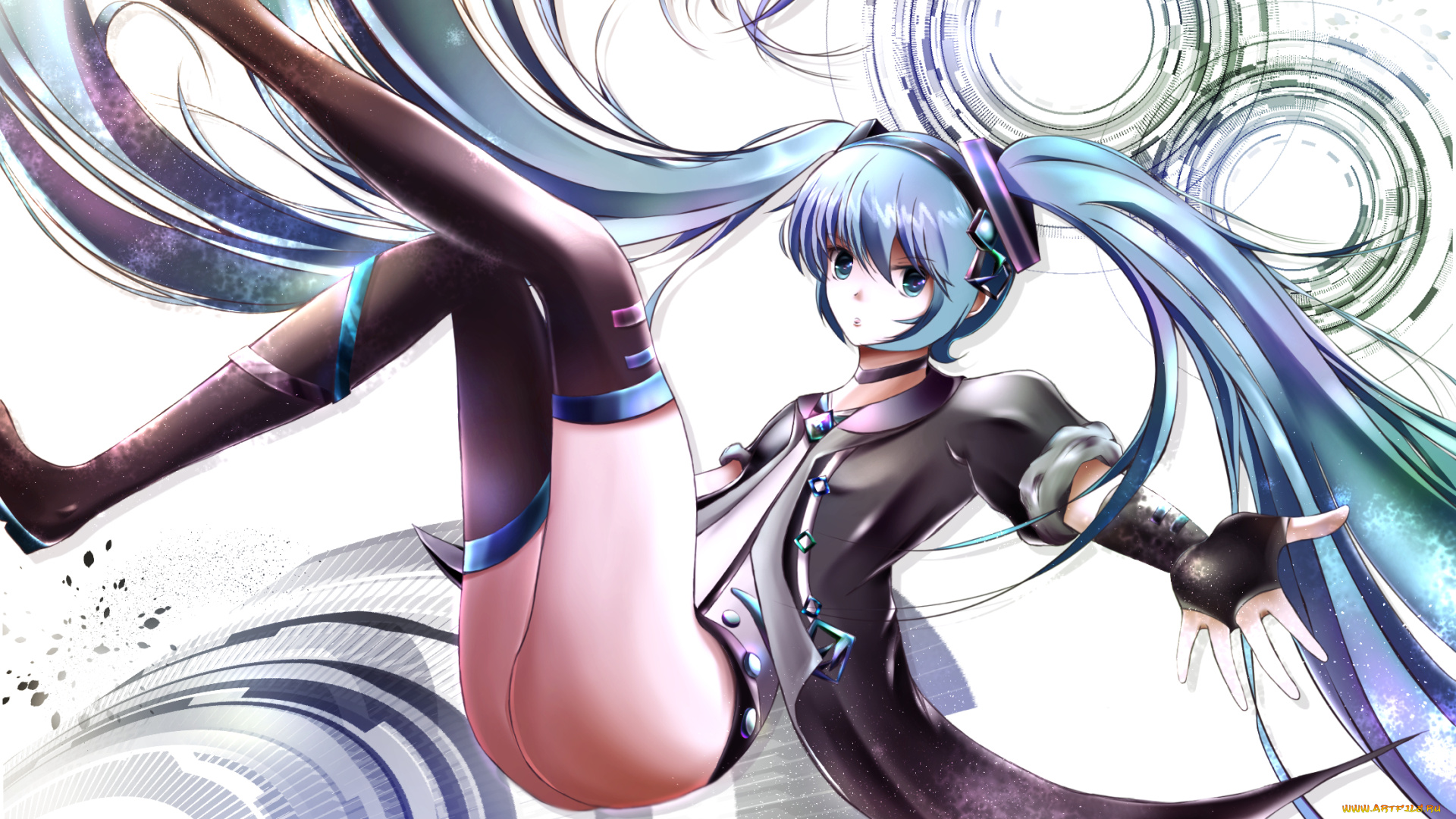 аниме, vocaloid, арт, hatsune, miku, волосы, девушка