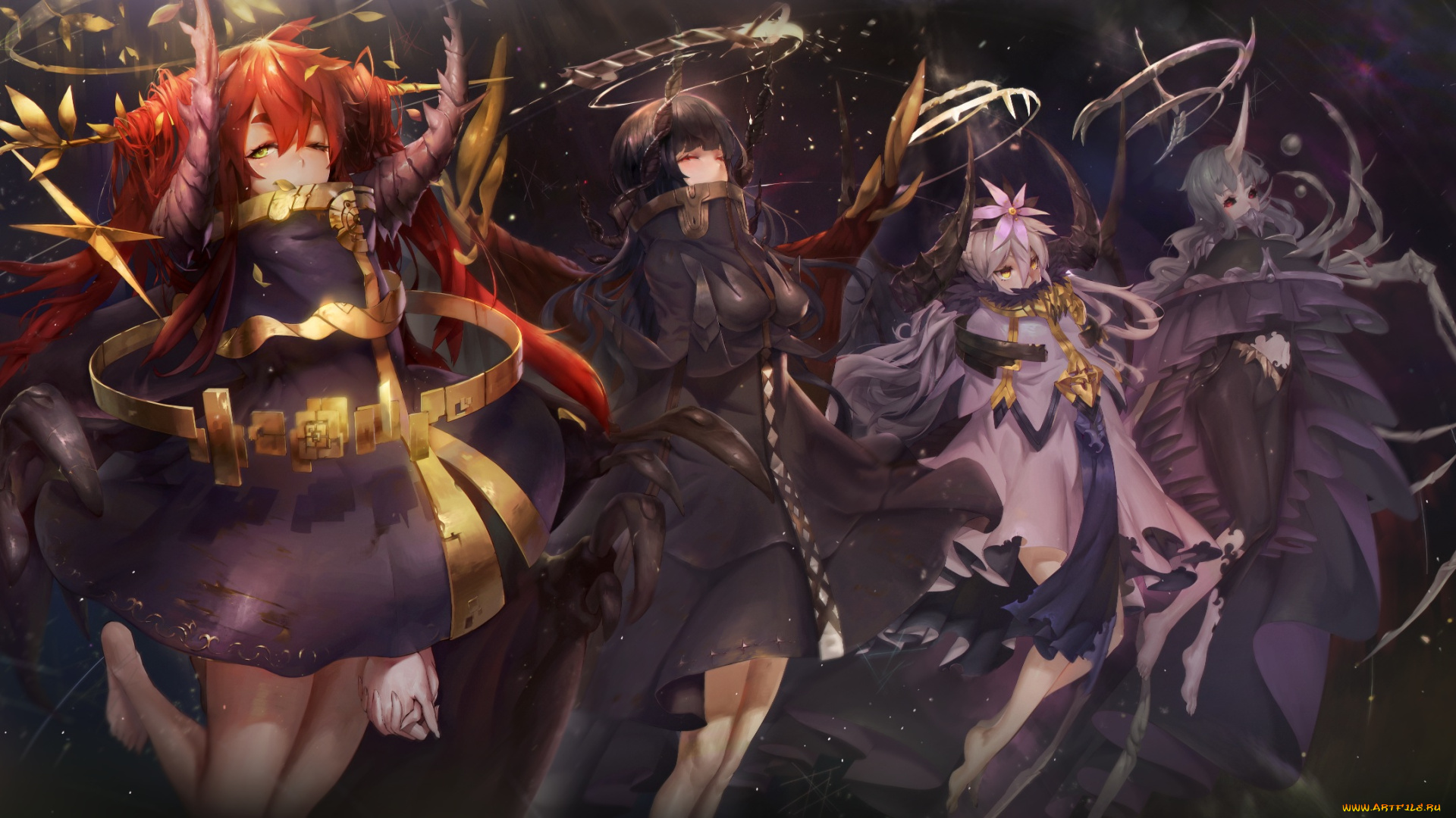 аниме, животные, , существа, hong, арт, девушки, существа