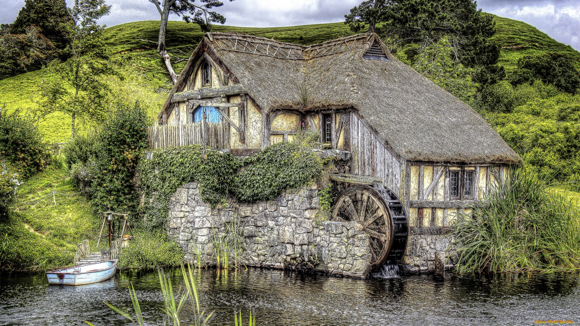 разное, мельницы, мельня, река