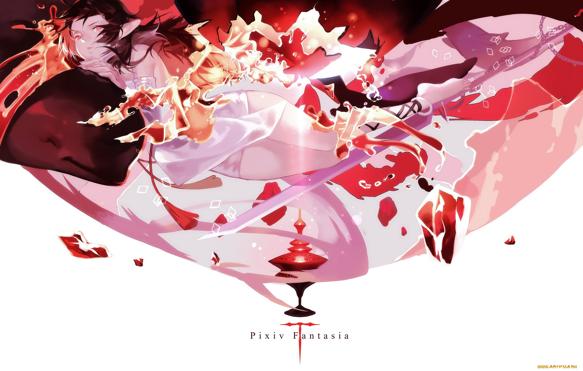 аниме, pixiv, fantasia, девушка, лезвие, pixiv, fantasia, joseph, lee, арт, цепь