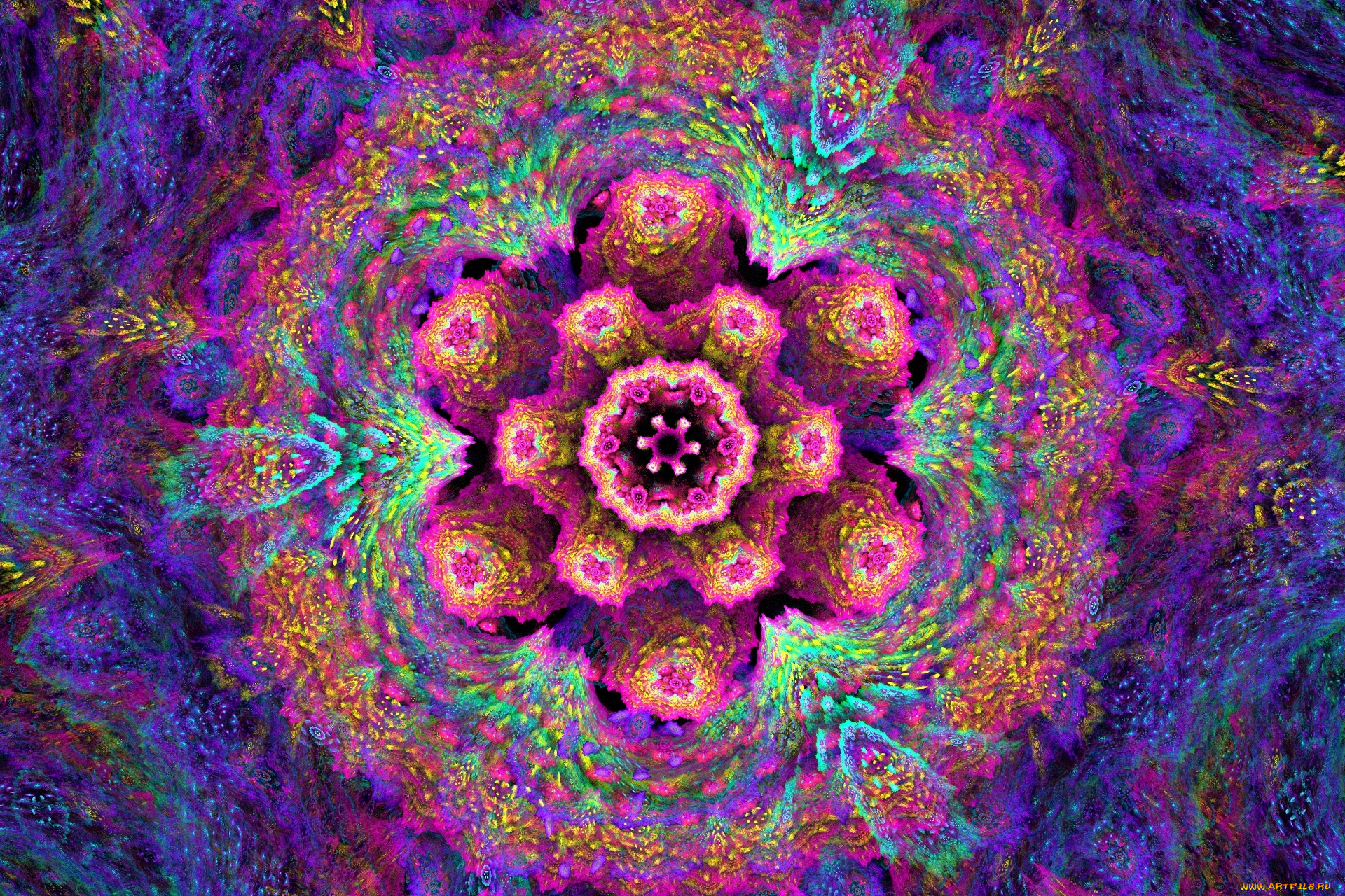 3д, графика, фракталы, , fractal, абстракция, космический, цветок, узор, фон