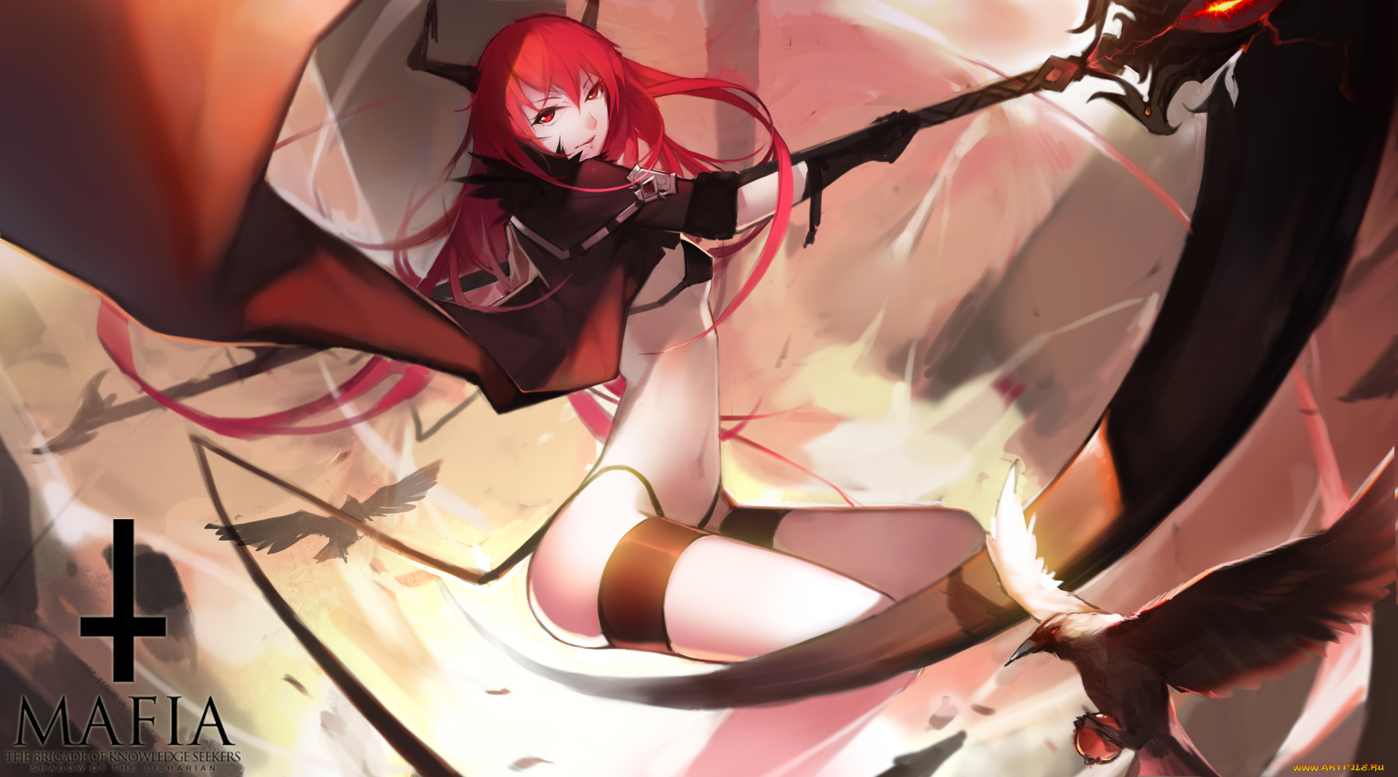 аниме, pixiv, fantasia, pixiv, fantasia, коса, взгляд, девушка, арт, nilu, nero, оружие