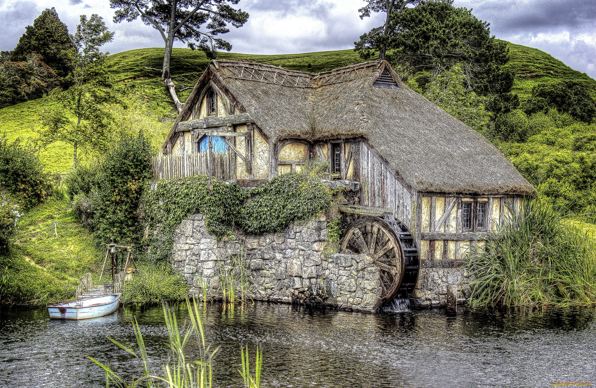 разное, мельницы, мельня, река