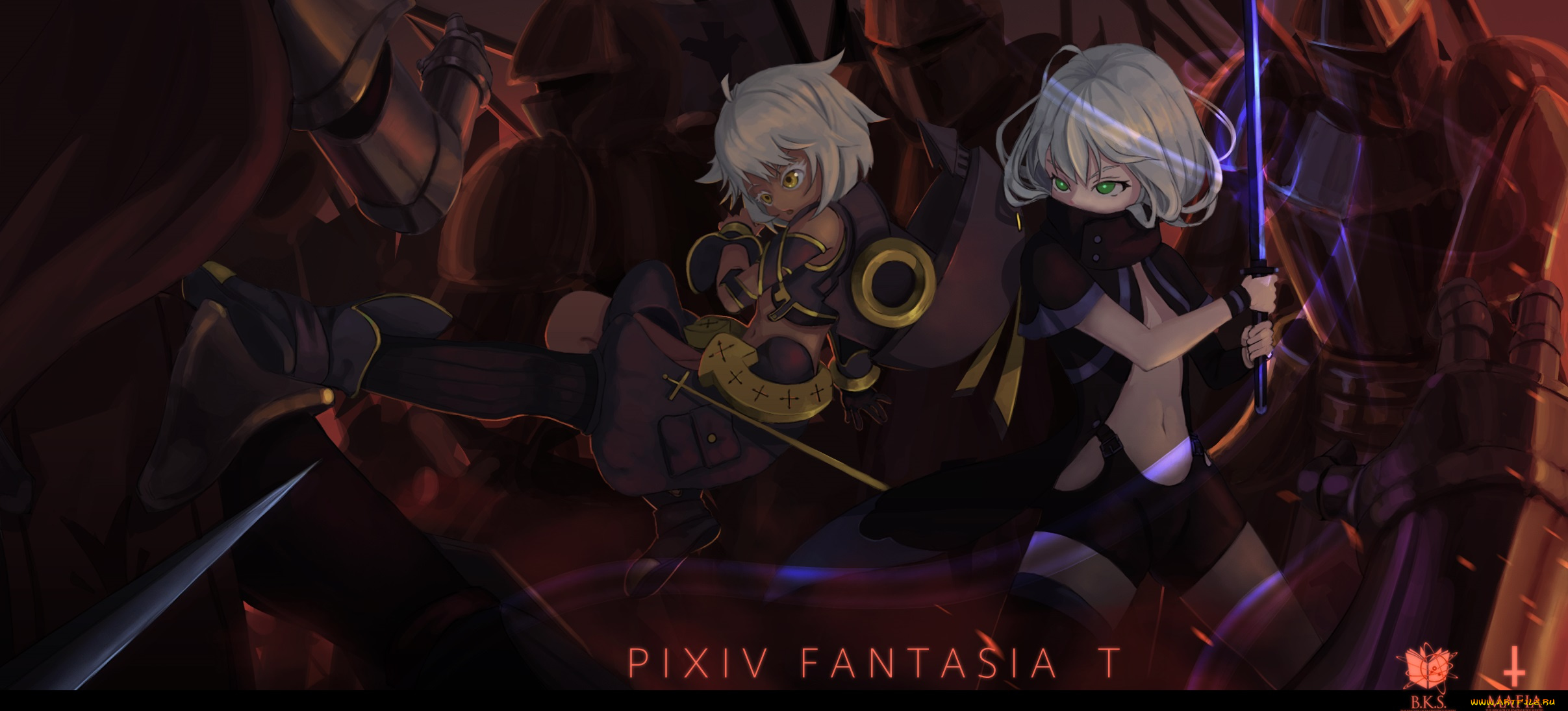 аниме, pixiv, fantasia, pixiv, fantasia, oca, арт, девушки, оружие