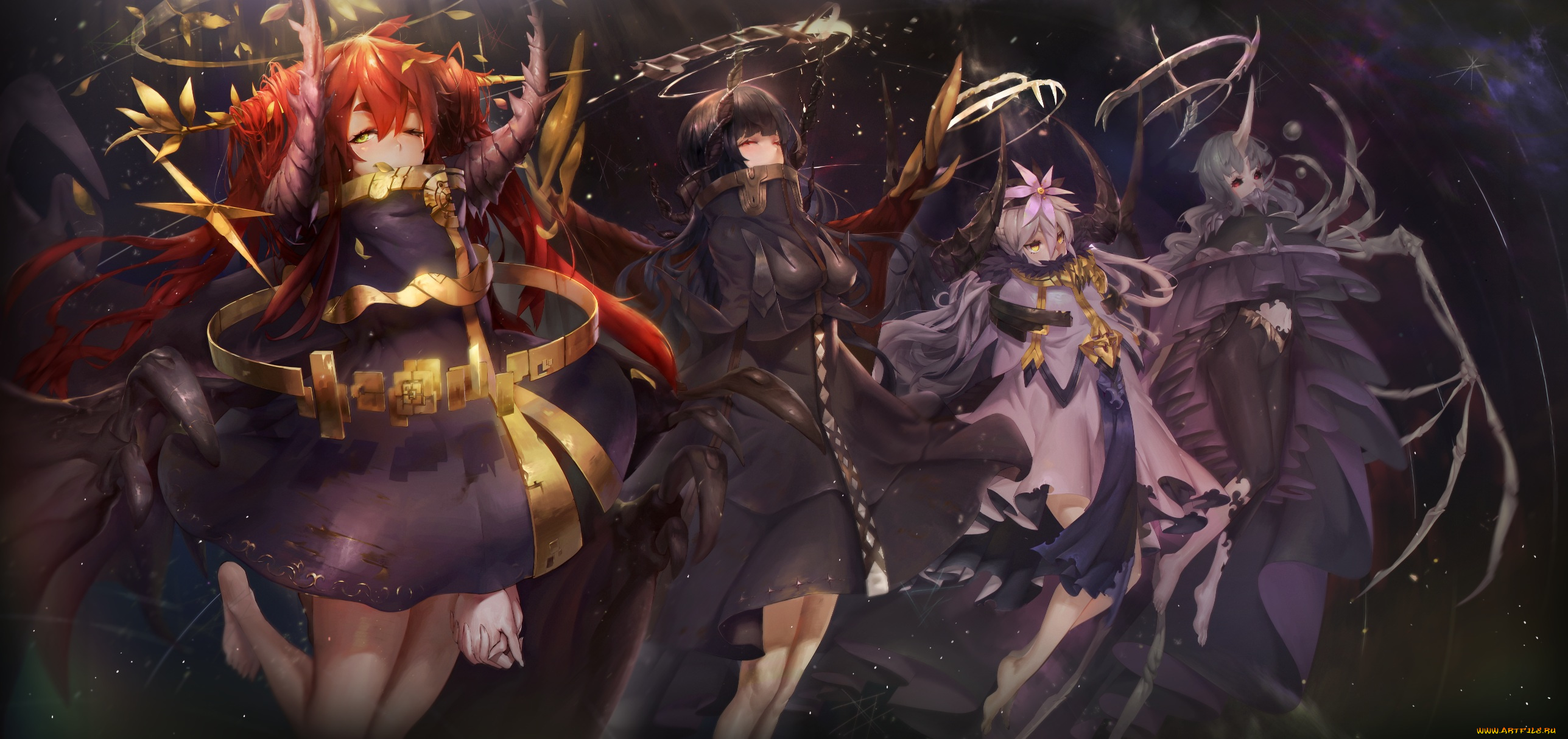 аниме, животные, , существа, hong, арт, девушки, существа