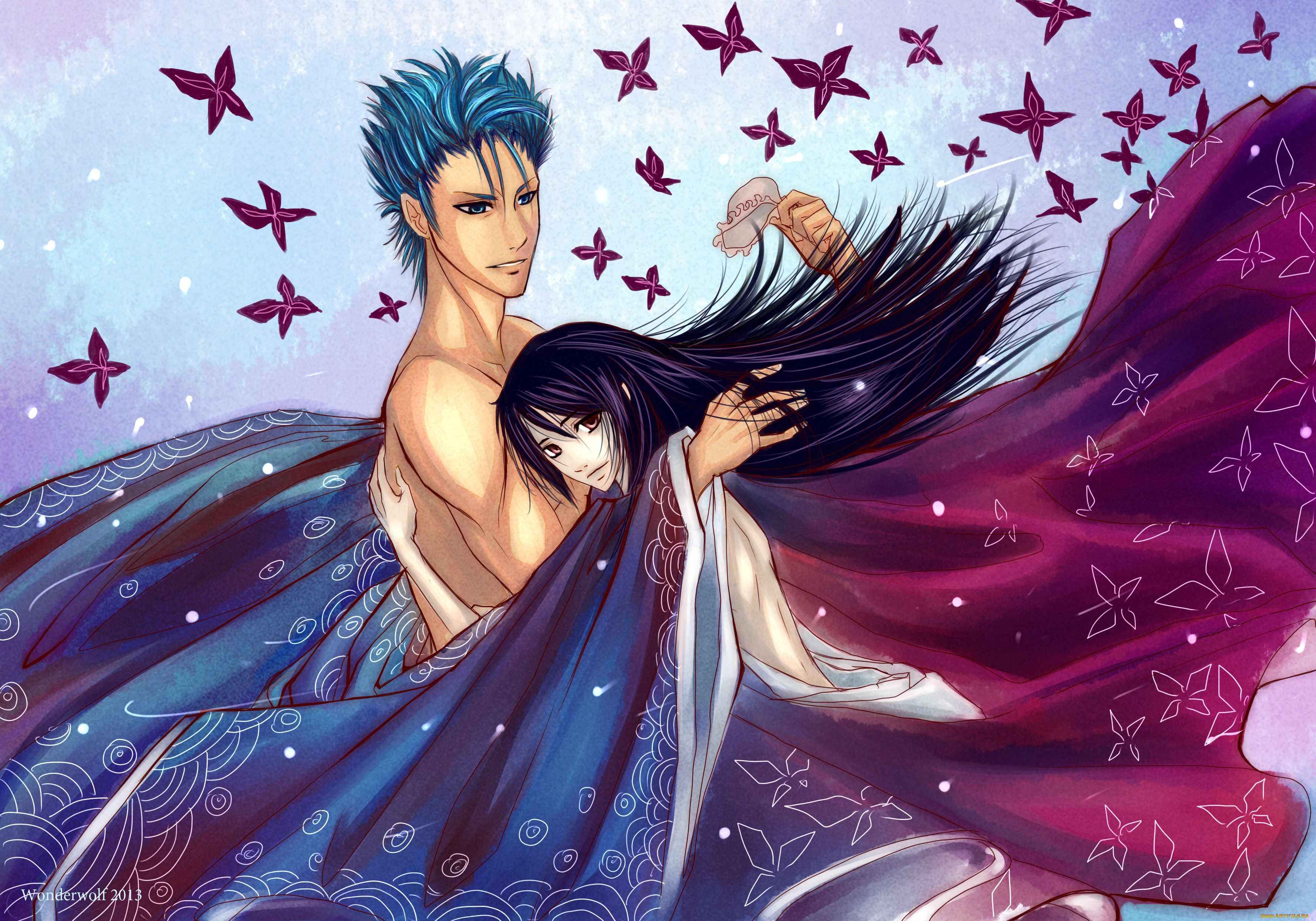 разное, арты, объятия, девушка, лицо, взгляд, парень, арт