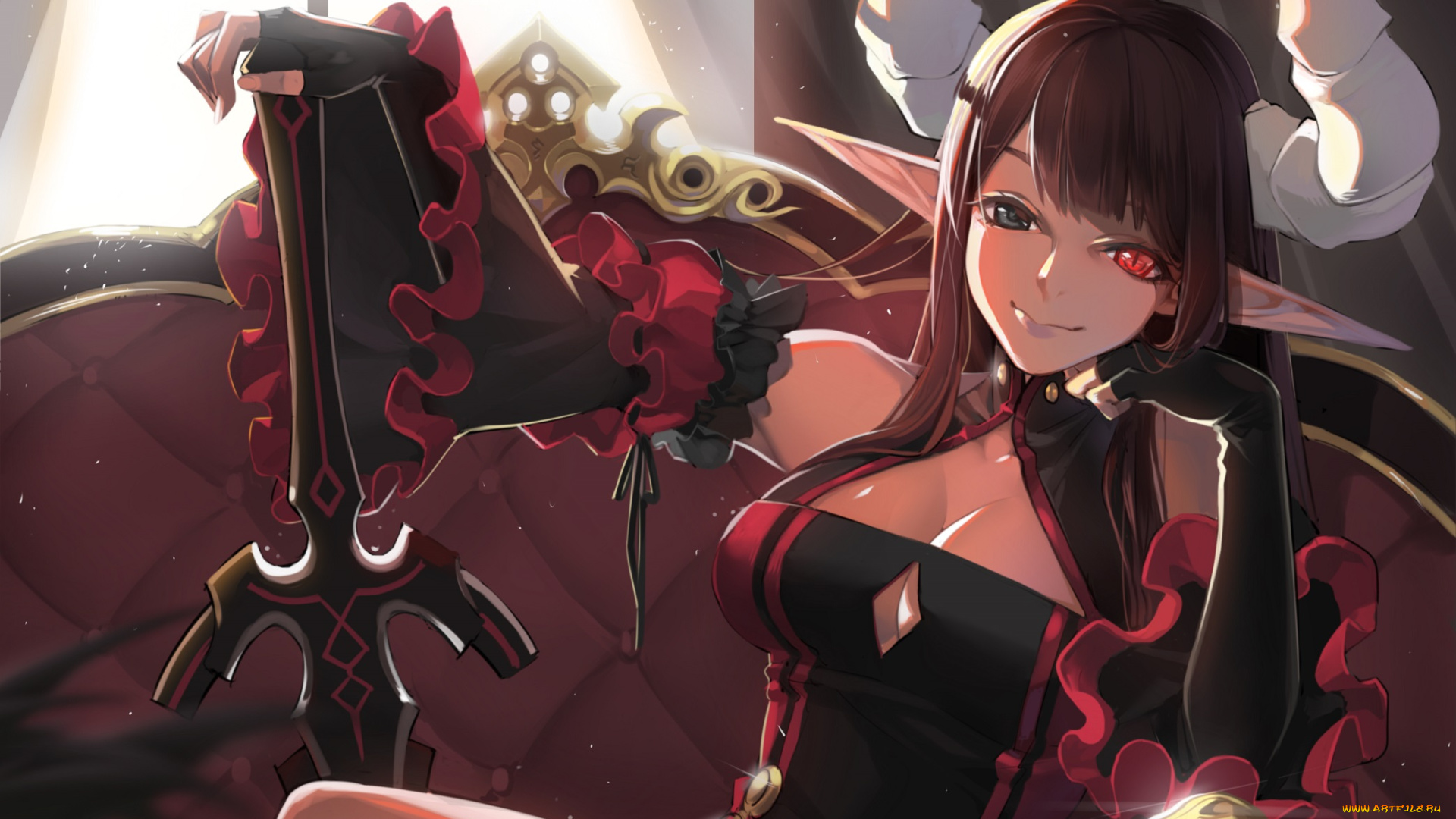 аниме, ангелы, , демоны, рога, девушка, демон