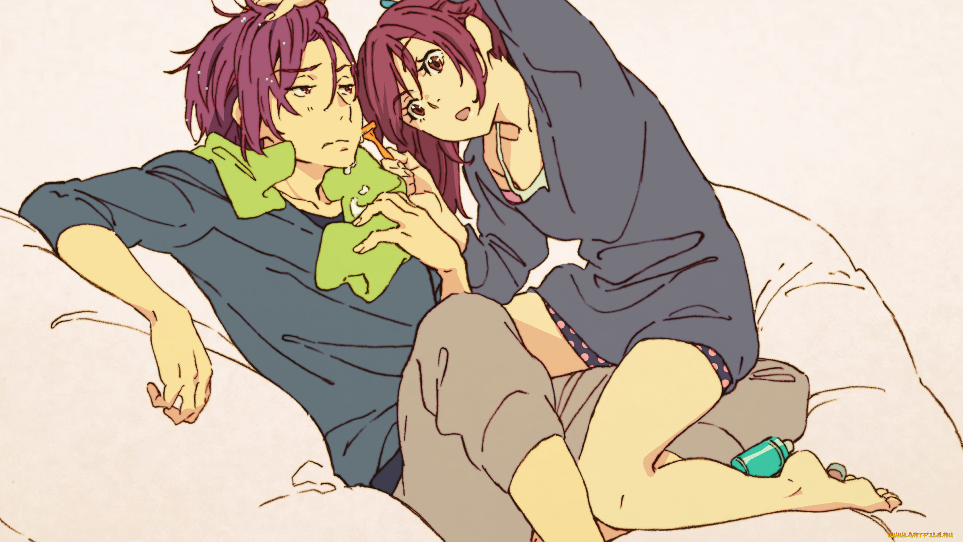 аниме, free, брат, девушка, парень, сестра