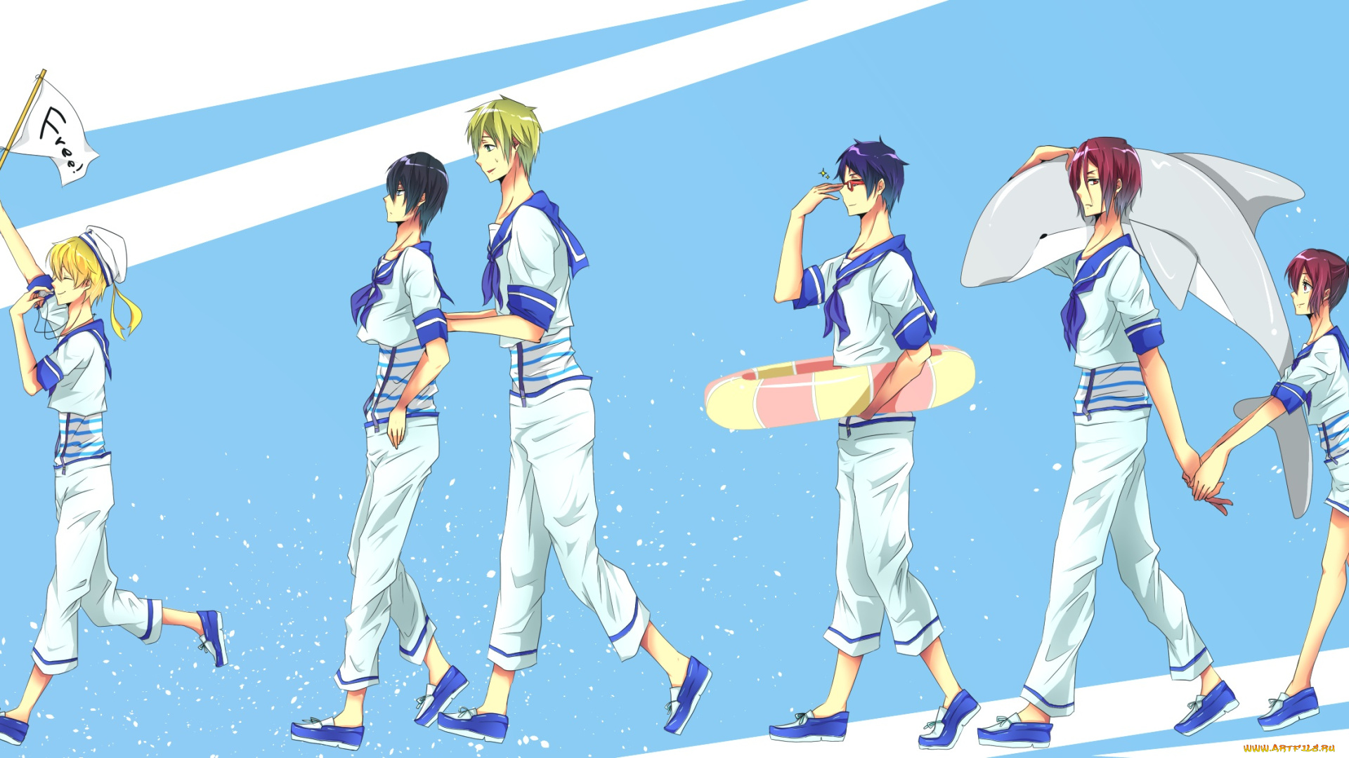 аниме, free, девочка, парни