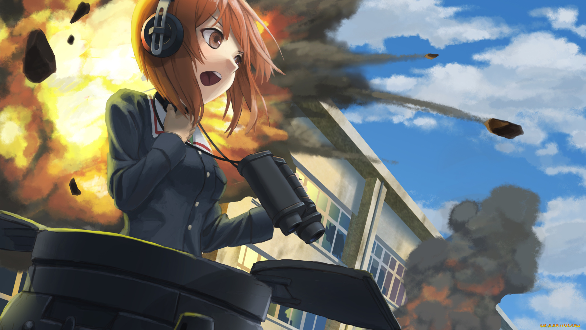 аниме, girls, und, panzer, girls, und, panzer, nishizumi, miho, takuyoa, взрыв