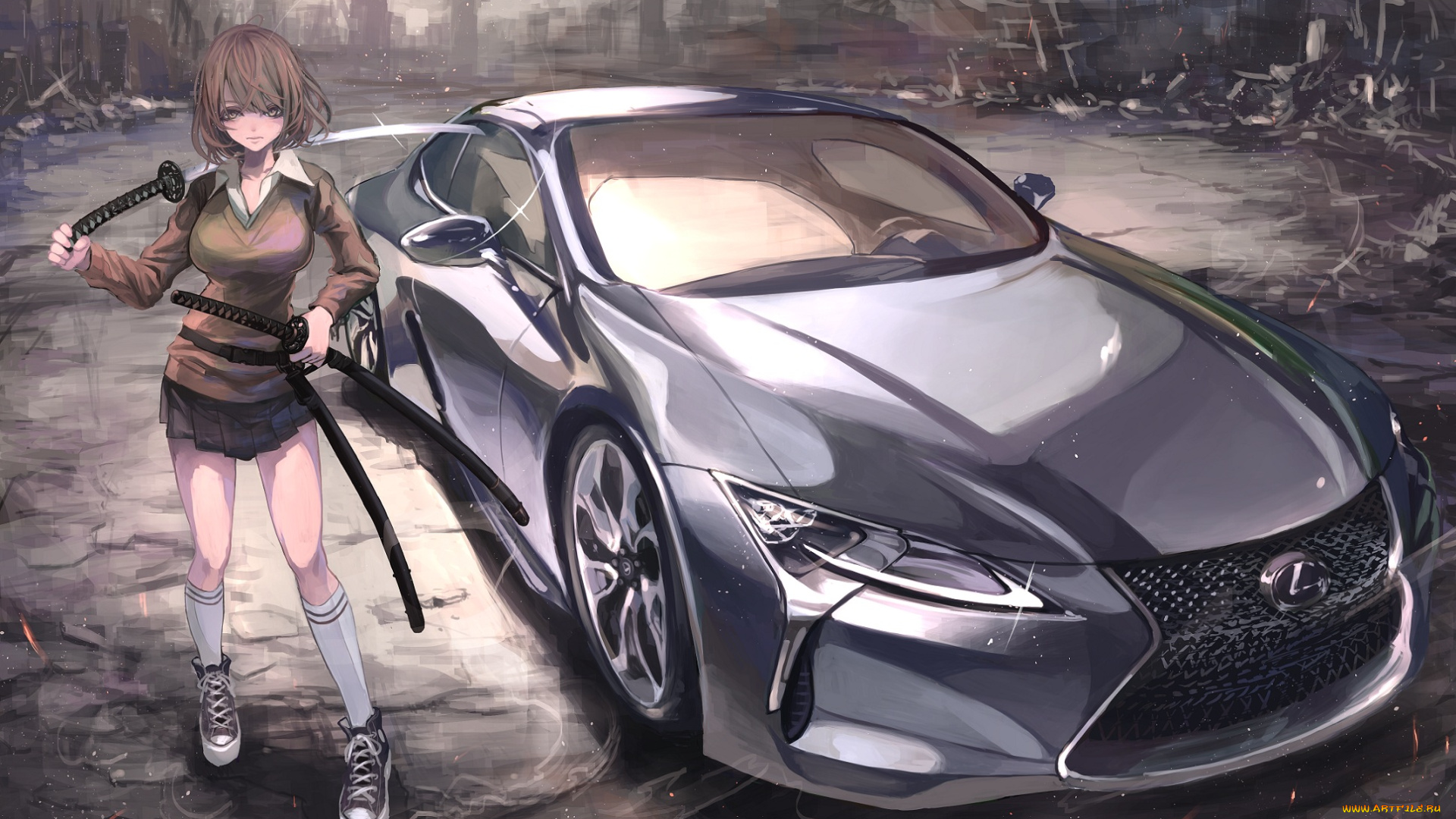 аниме, оружие, , техника, , технологии, девушка, мечи, машина, terabyte, rook777