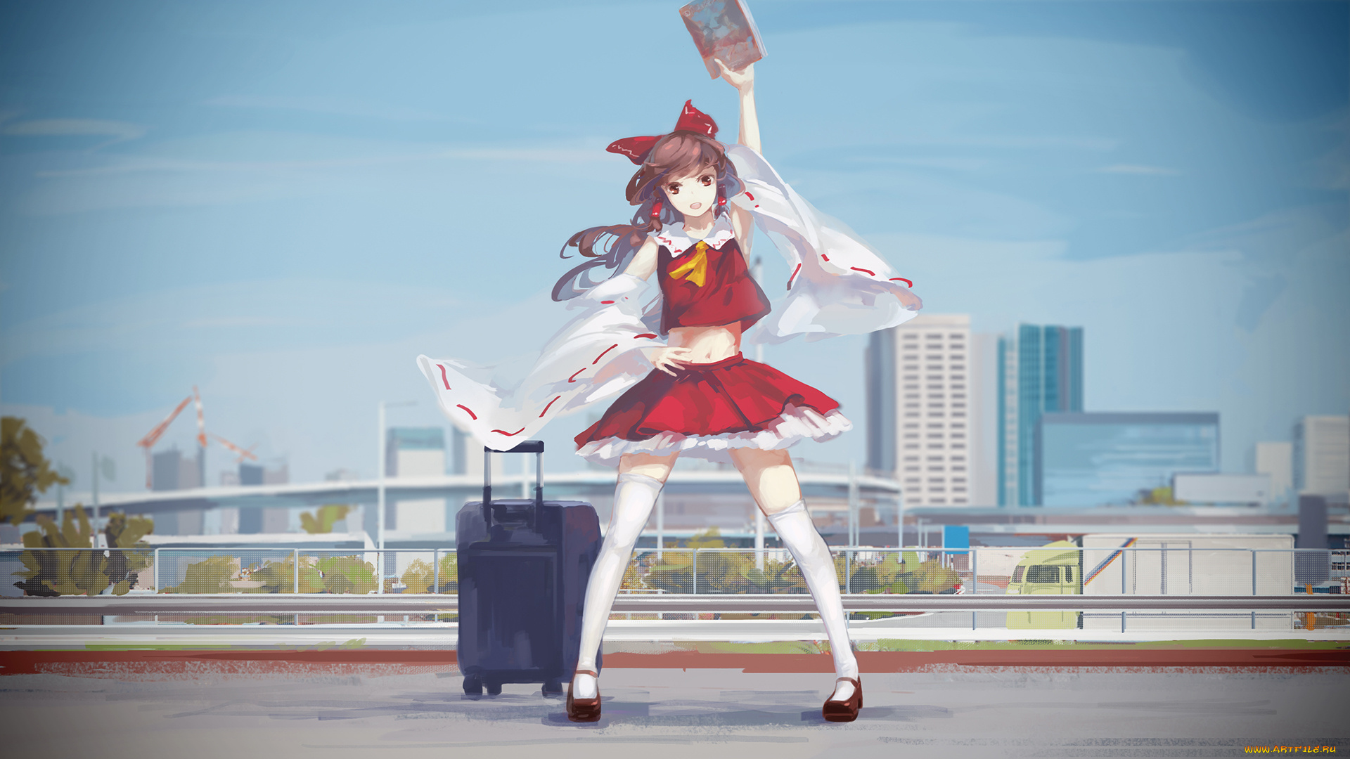 аниме, touhou, фон, взгляд, девушка