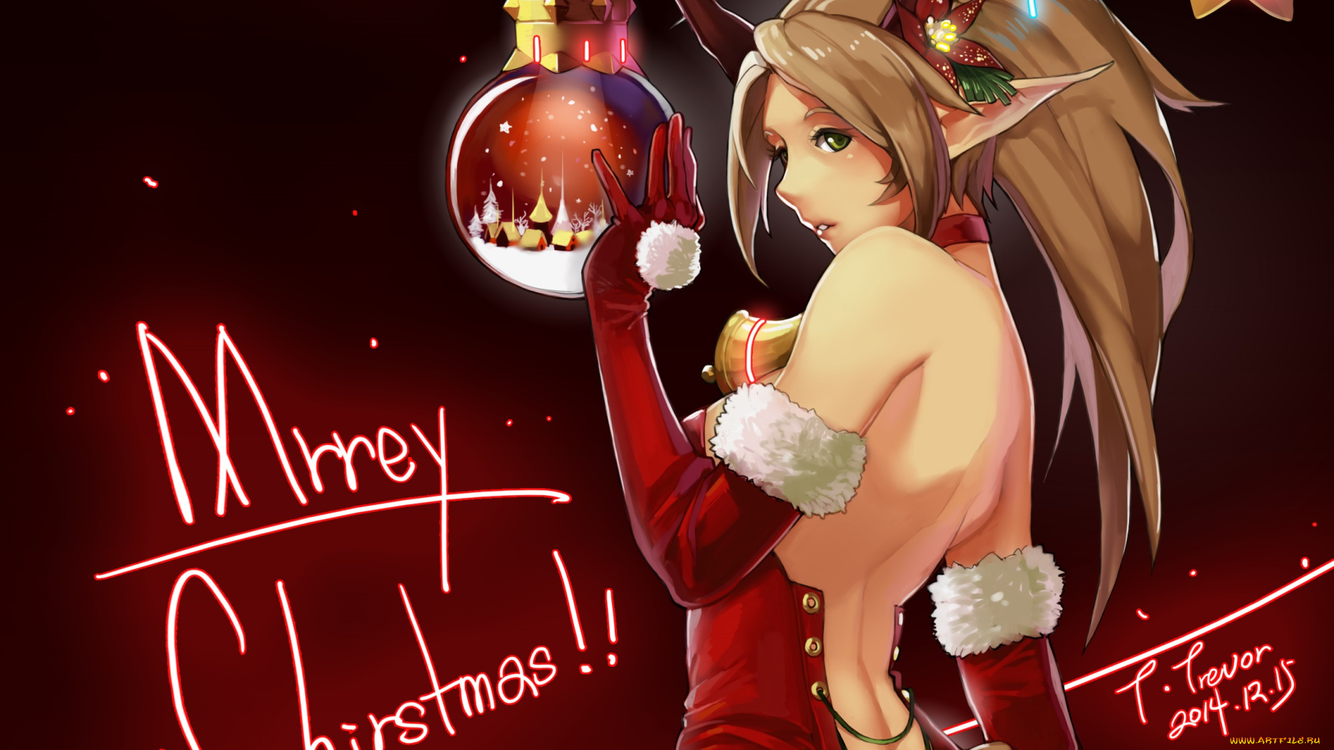 аниме, зима, , новый, год, , рождество, новый, год, девушка