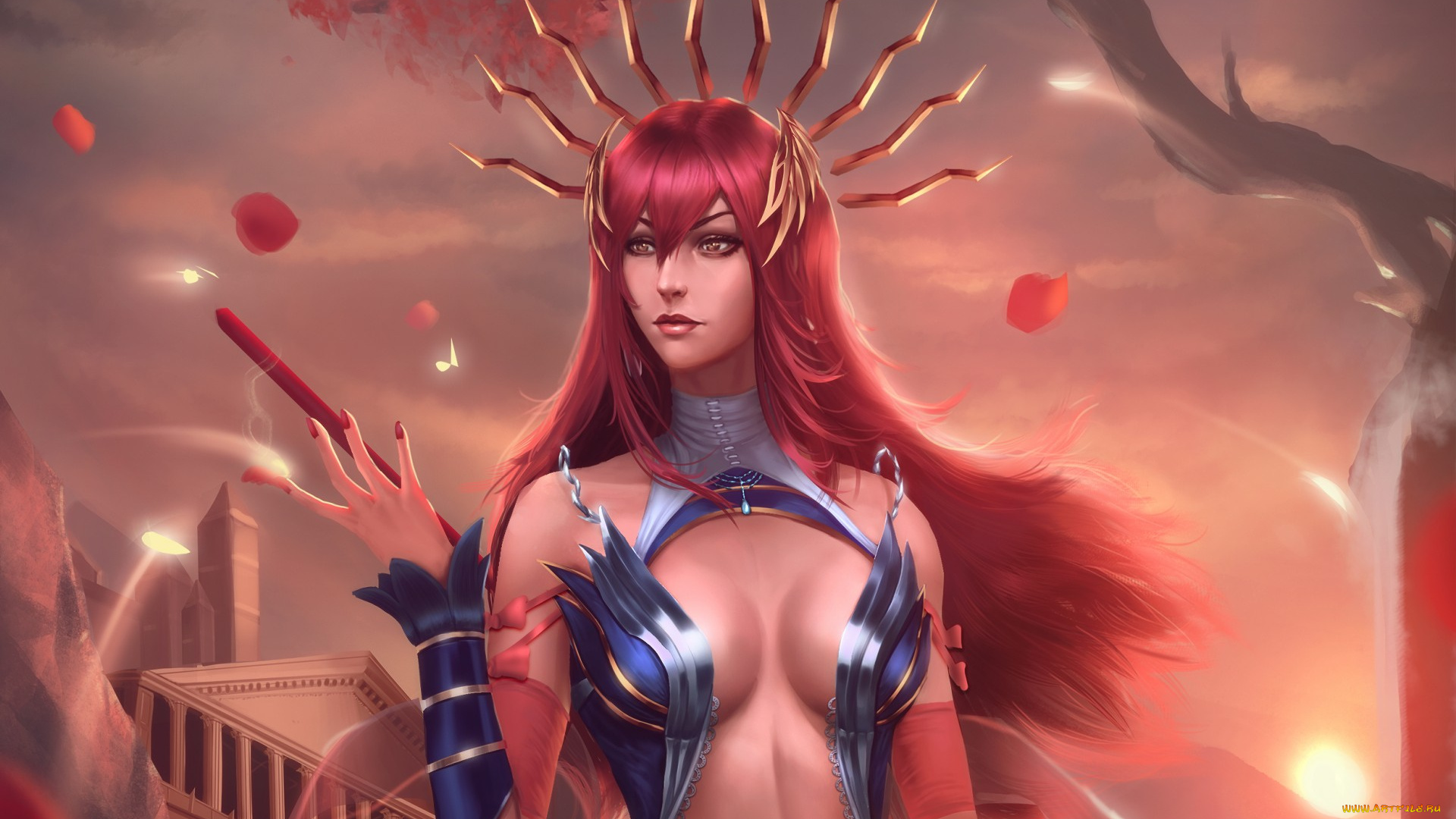 фэнтези, девушки, lana, solaris, грудь, рыжая, девушка, art, маг