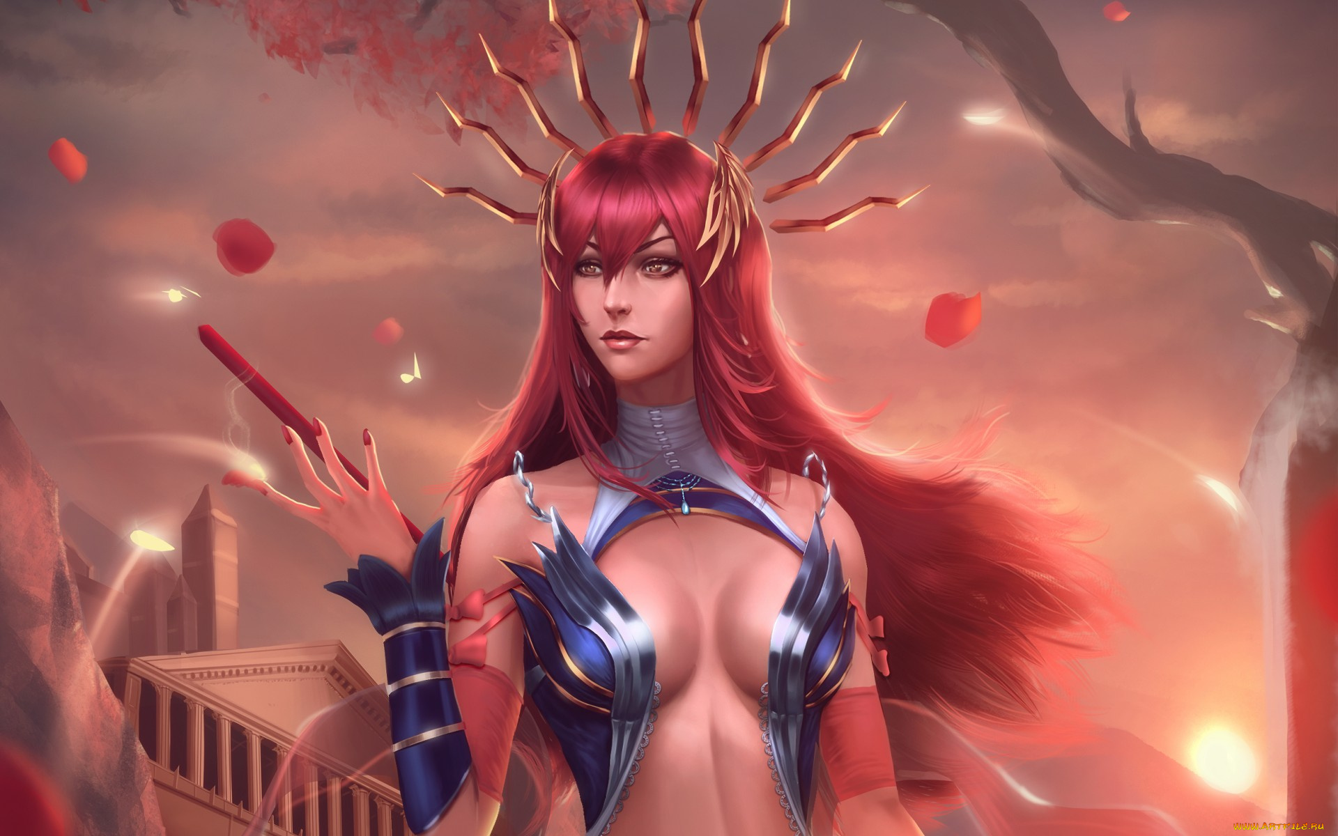 фэнтези, девушки, lana, solaris, грудь, рыжая, девушка, art, маг