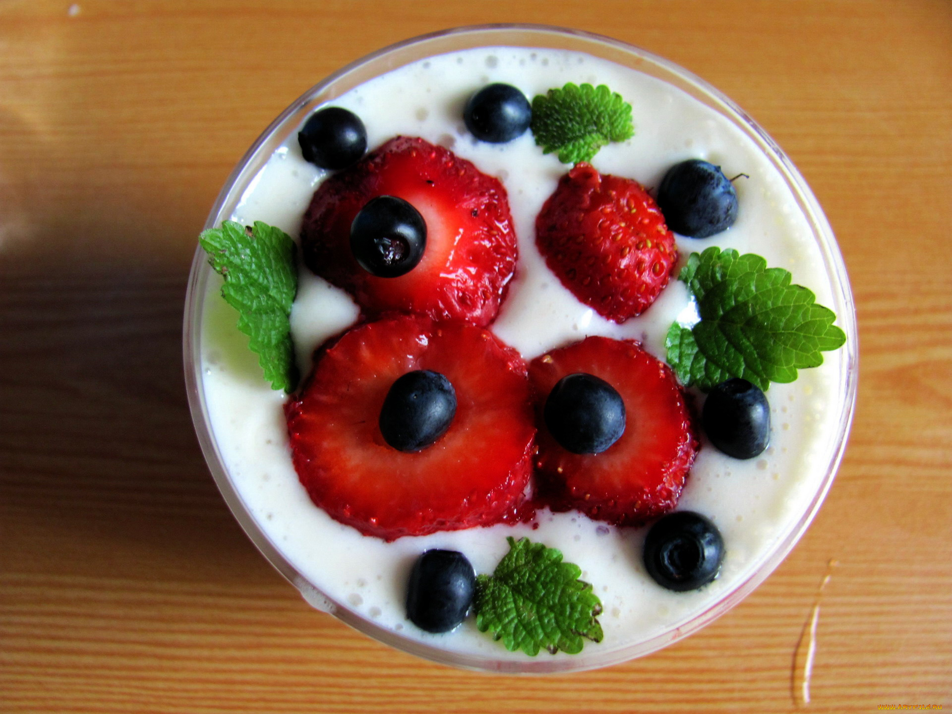 еда, мороженое, , десерты, черника, клубника, мята