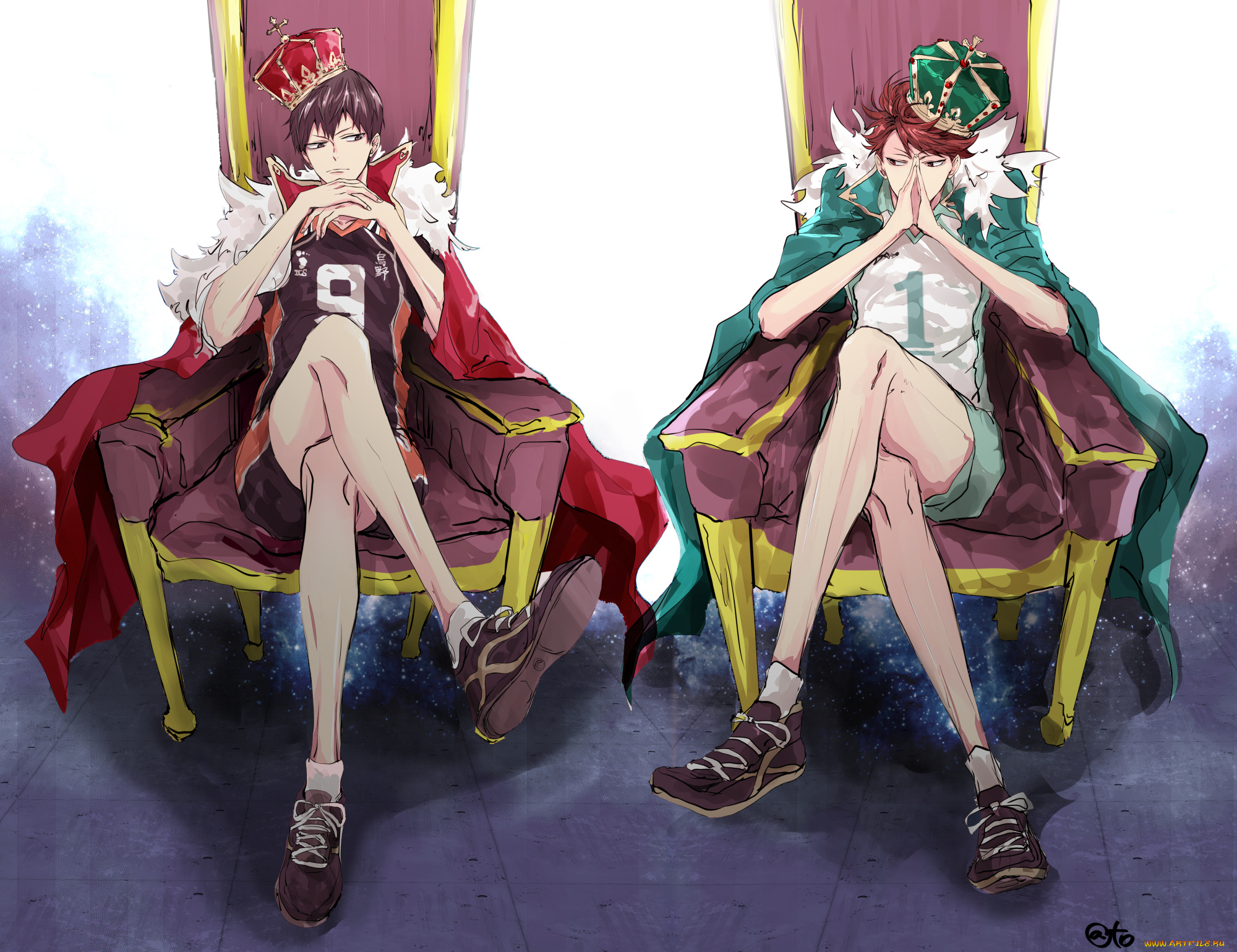 аниме, haikyuu, волейбол, ойкава, тору, тобио, кагеяма, короли