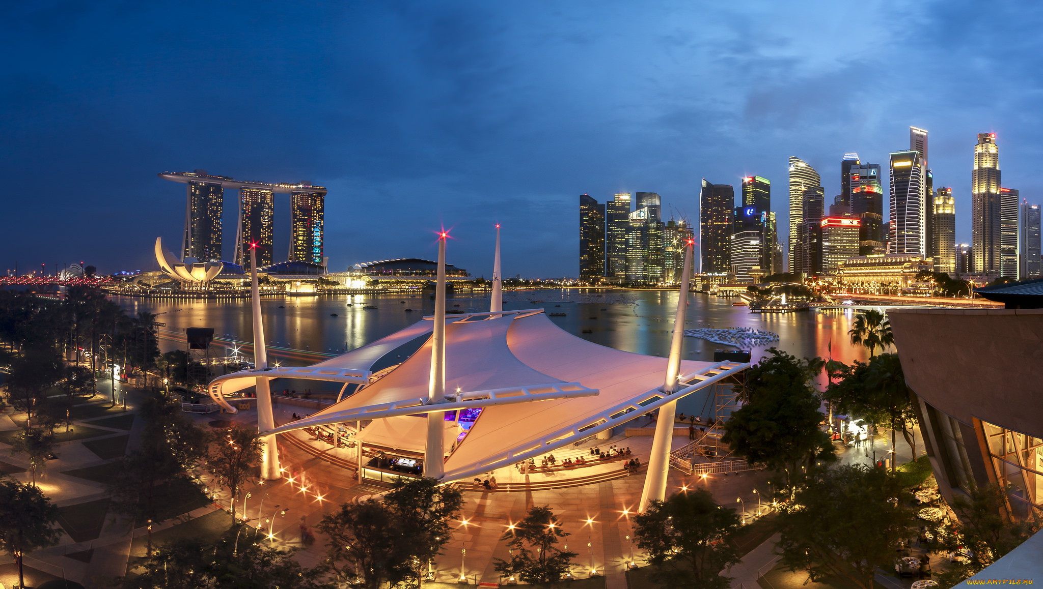 города, -, огни, ночного, города, обзор, ночь